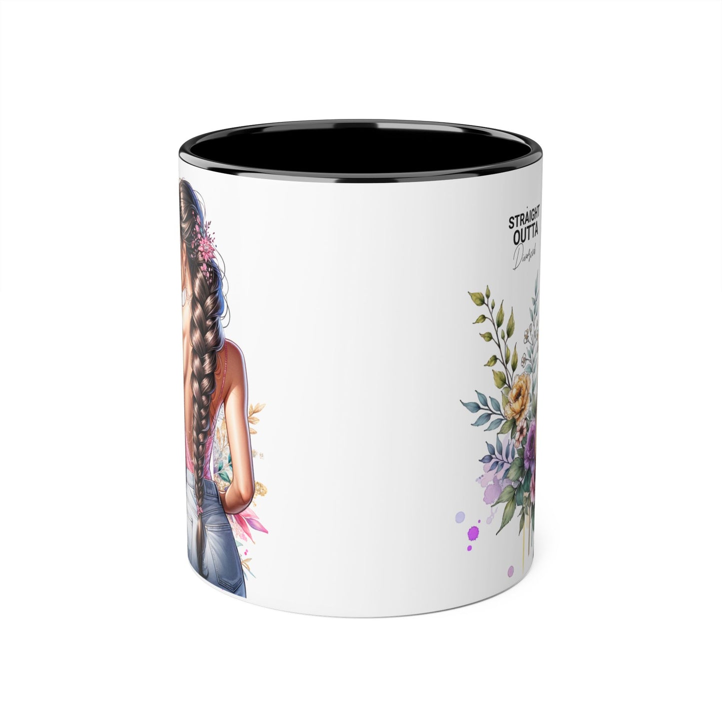 Straight Outta Divorced Humoristic Accent Mug | Floral Design Coffee Mug, Gift for Her, Inspirational Mug, Home Decor, Birthday Gift