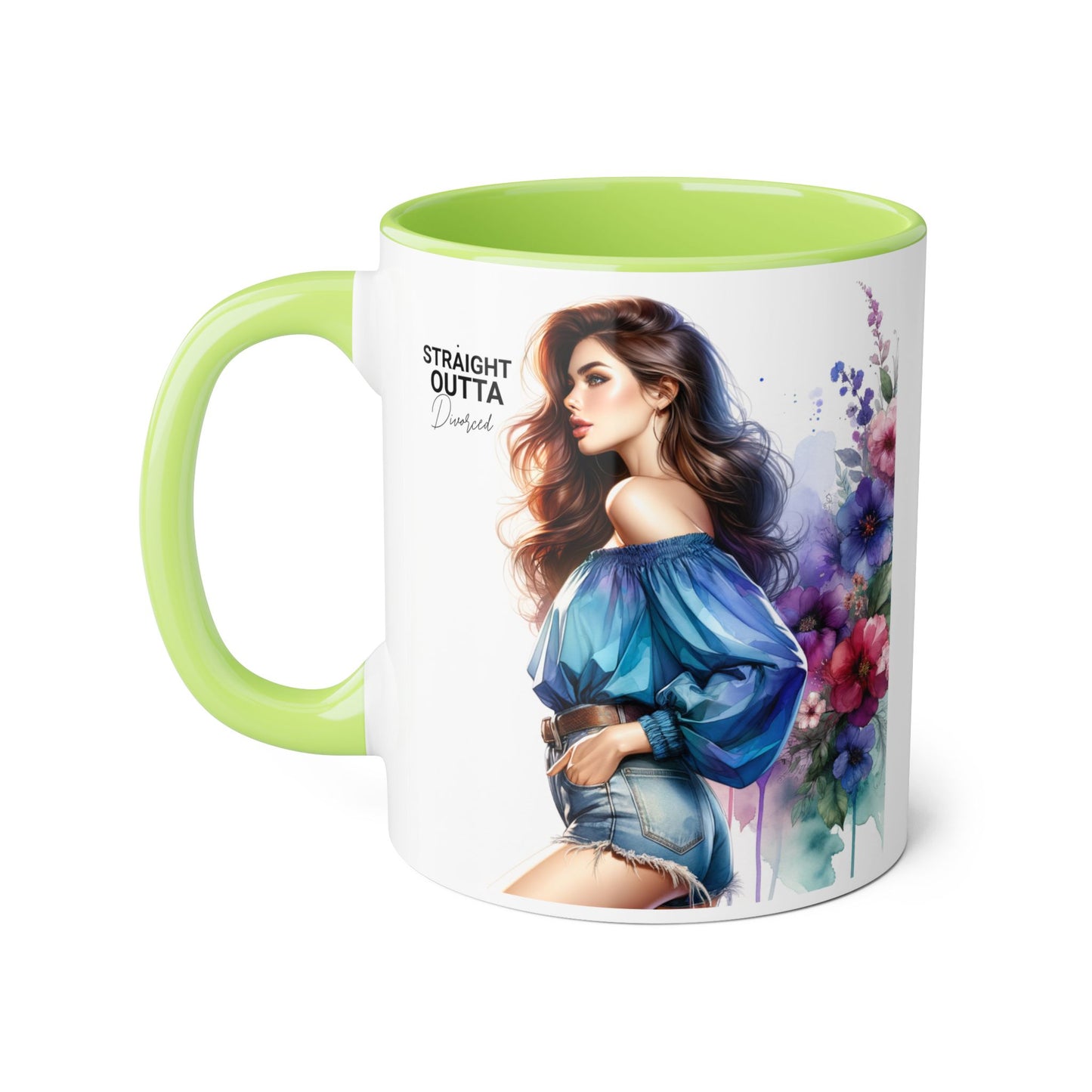 Straight Outta Divorced Humoristic Artistic Accent Mug, Personalized Gift for Coffee Lovers, Floral Design Mug, Straight Outta Mug, Creative Kitchenware, Unique Home Decor