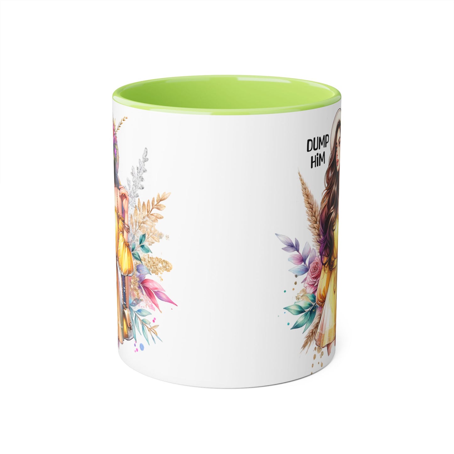 Chic Accent Mugs, Motivational Coffee Cup, Gift for Her, Unique Tea Mug, Floral Design for Friends, Dump Him Mug