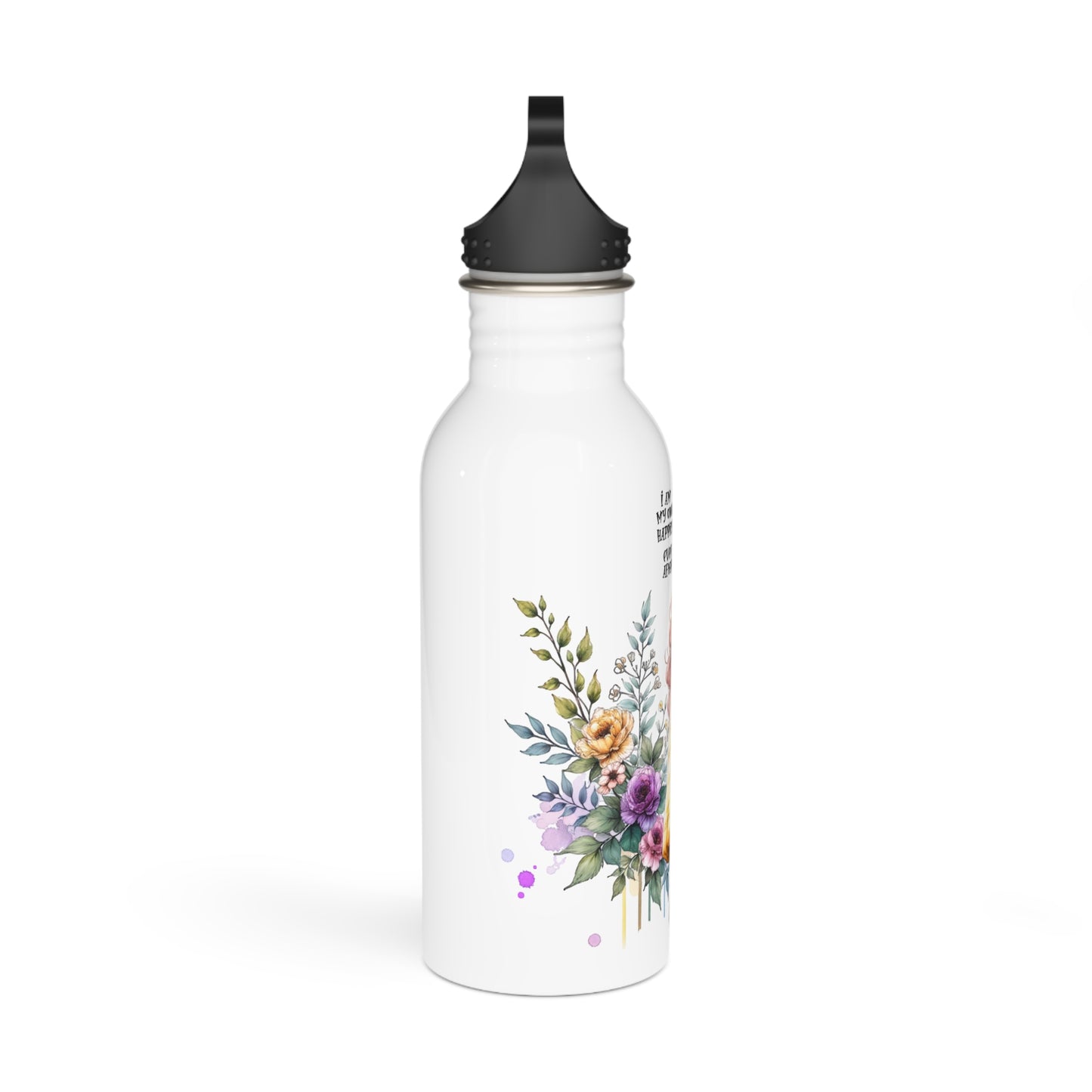 I Am My Own Happily Ever After Floral Motivational Stainless Steel Water Bottle - Drink Happy, Stay Hydrated