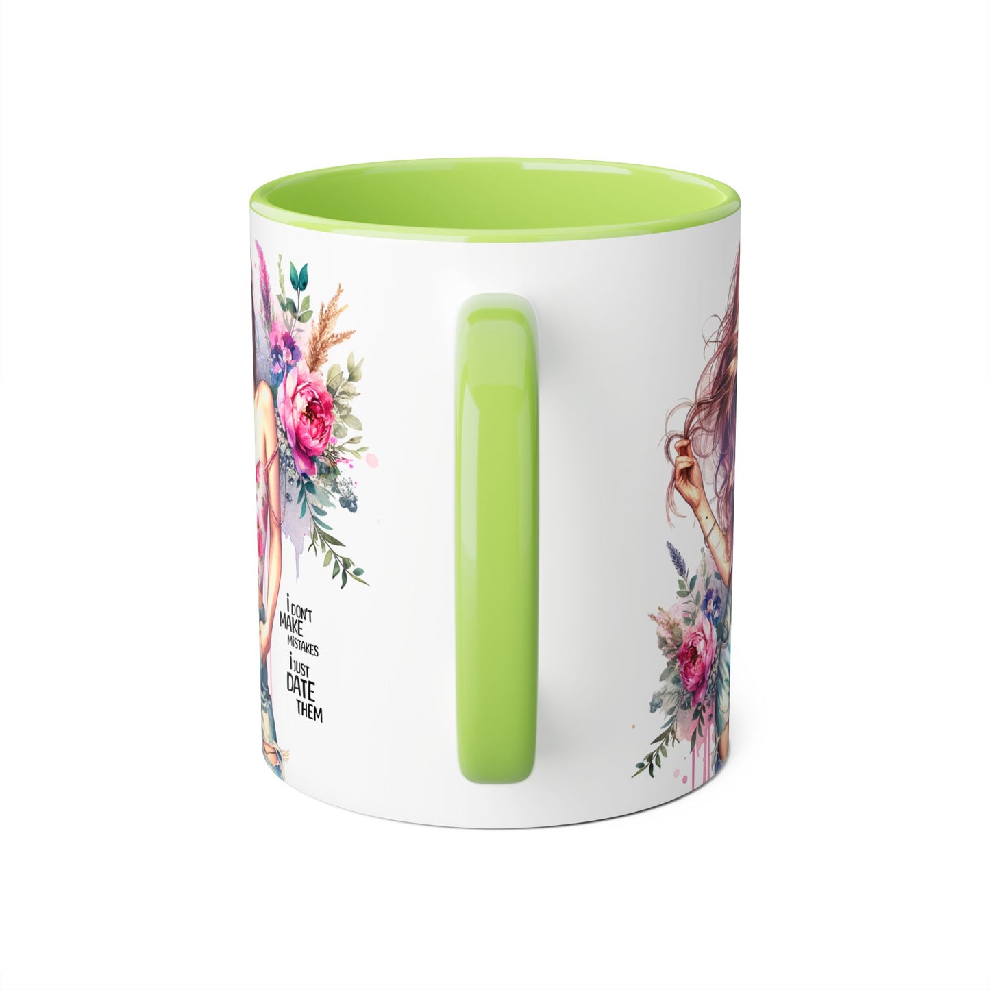 I Don't Make Mistakes, I Date Them Bohemian Floral Accent Mug, 11oz - Perfect Gift for Women, Art Lover Mug, Cute Coffee Cup, Birthday Gift, Home Decor