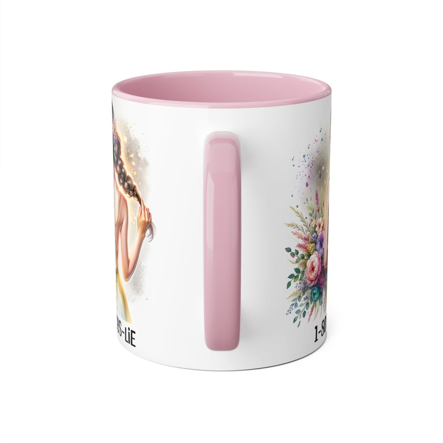 1-800-BOYS-LIE Chic Floral Accent Mug, Artistic Coffee Cup, Gift for Her, Inspirational Tea Mug, Floral Design Drinkware, Home Decor