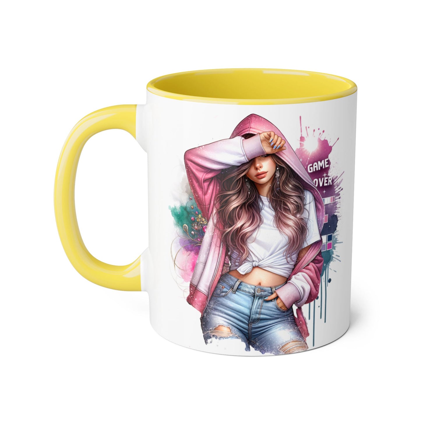 Chic Game Over Accent Mug - Stylish Coffee Cup for Gamers, Perfect Gift for Birthdays, Holidays, and Everyday Use
