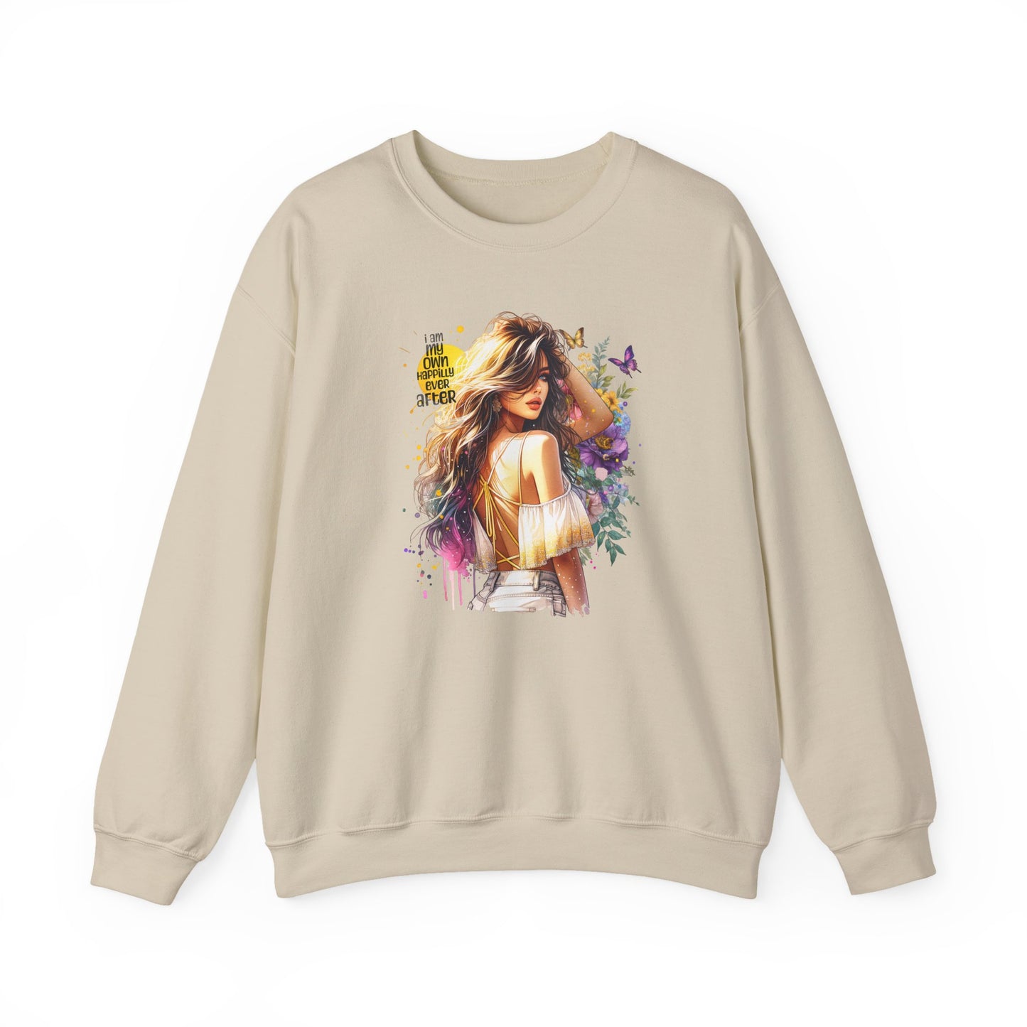 I Am My Own Happily Ever After Chic Floral Art Crewneck Sweatshirt, Unisex Sweatshirt, Cozy Fashion, Gift for Her, Spring Style, Art Sweater