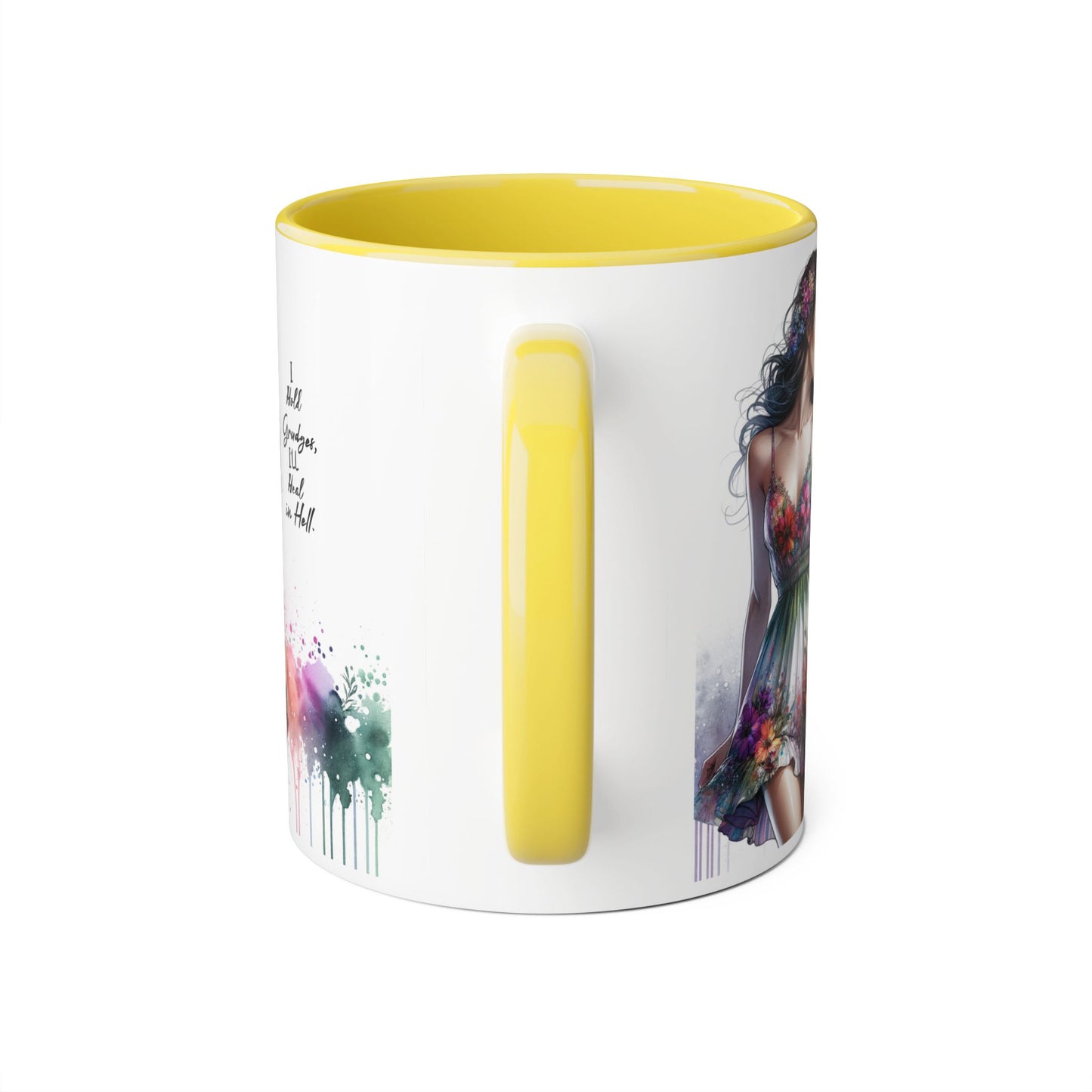 I Hold Grudges, I'll Heal in Hell Floral Art Accent Mug | Inspirational Gift for Her, Coffee Lover, Tea Time, Home Decor, Unique Birthday Present