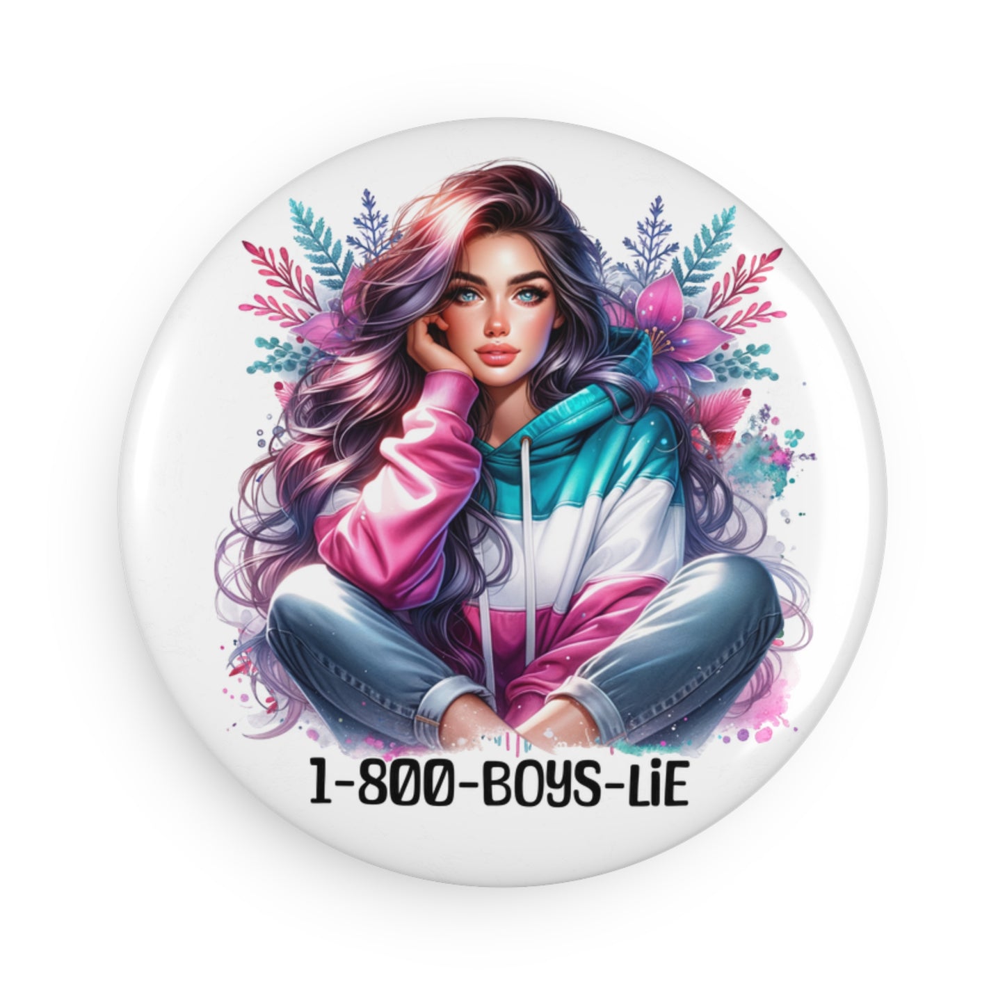 Trendy Button Magnet, 1-800-BOYS-LIE Design, Cute Gifts for Friends, Home Decor, Funny Collectibles
