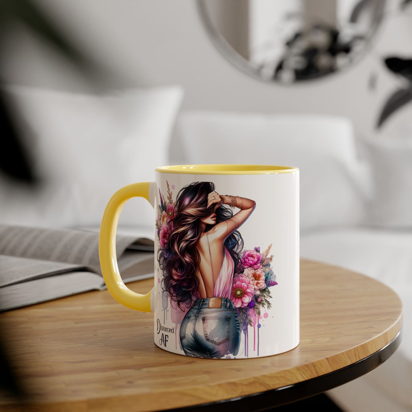 Stylish Coffee Mug, Floral Mug, Gift for Her, Divorce Mug, Affirmation Mug, Inspirational Drinkware