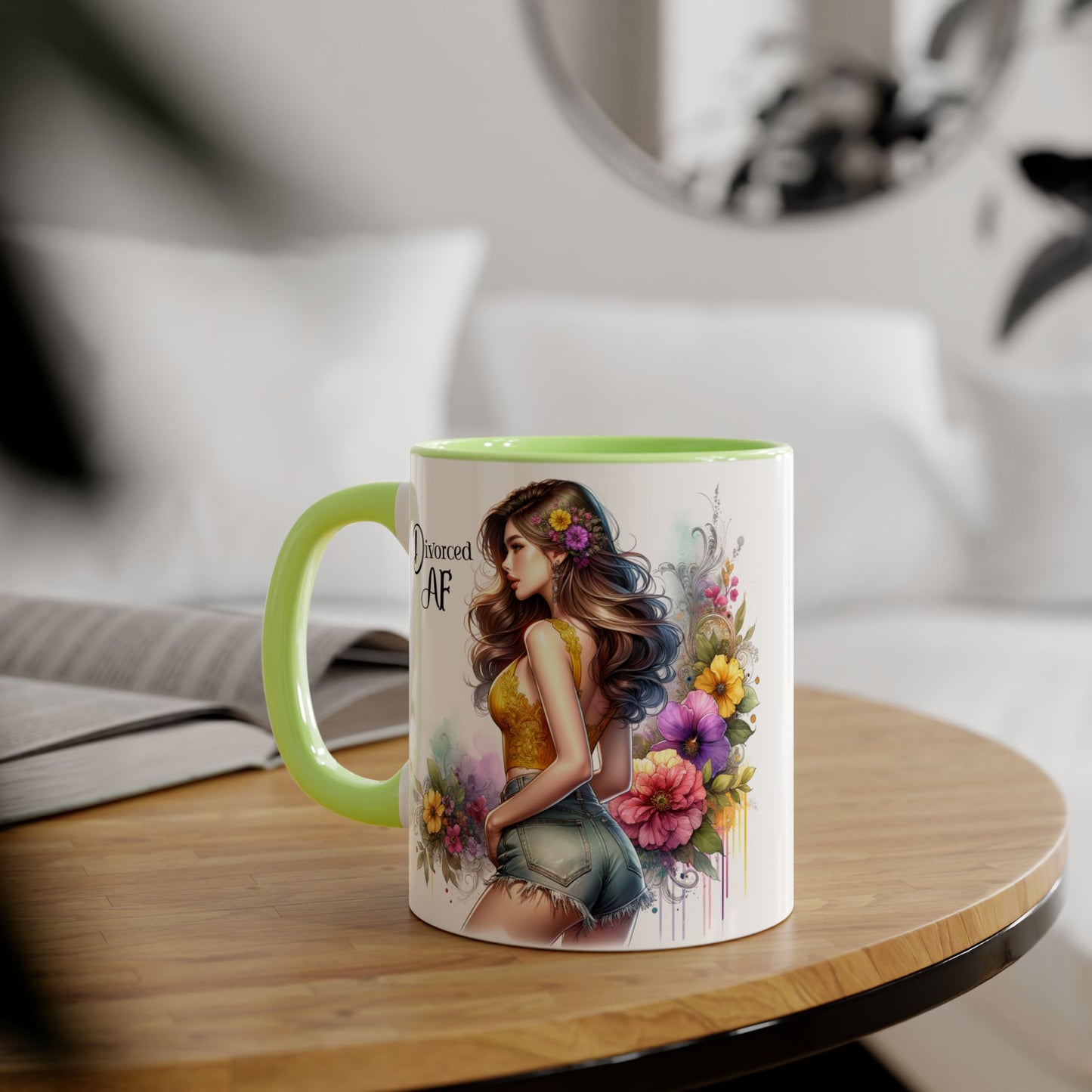 Divorced AF Floral Accent Mug, Humor Coffee Cup, Gift for Divorce Celebration, Self-Love Mug, Unique Present for Her