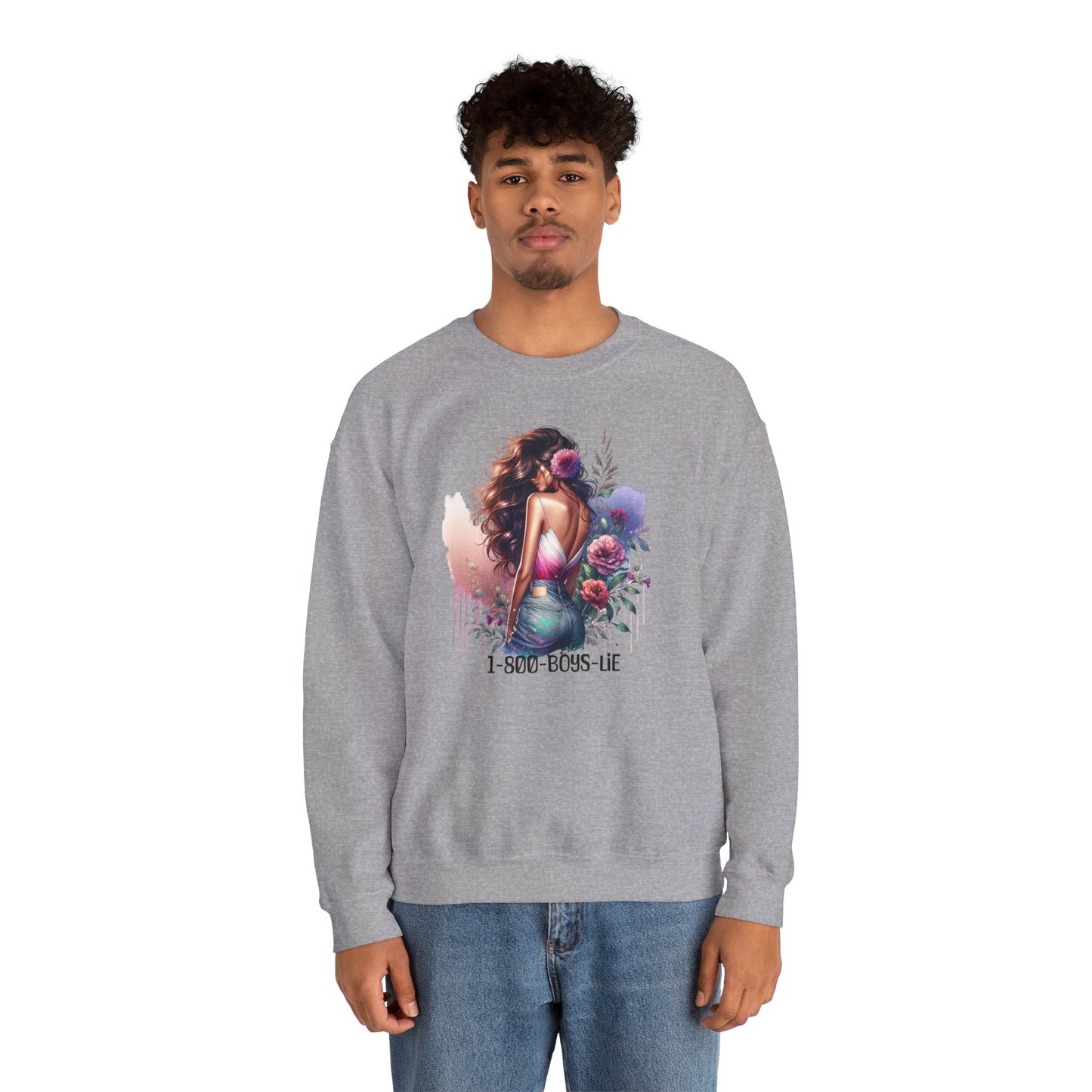 1-800-Boys-Lie Boss Babe Floral Sweatshirt | Unisex Comfortable Crewneck, Trendy Gift for Her, Affirmation Clothing, Cozy Fashion