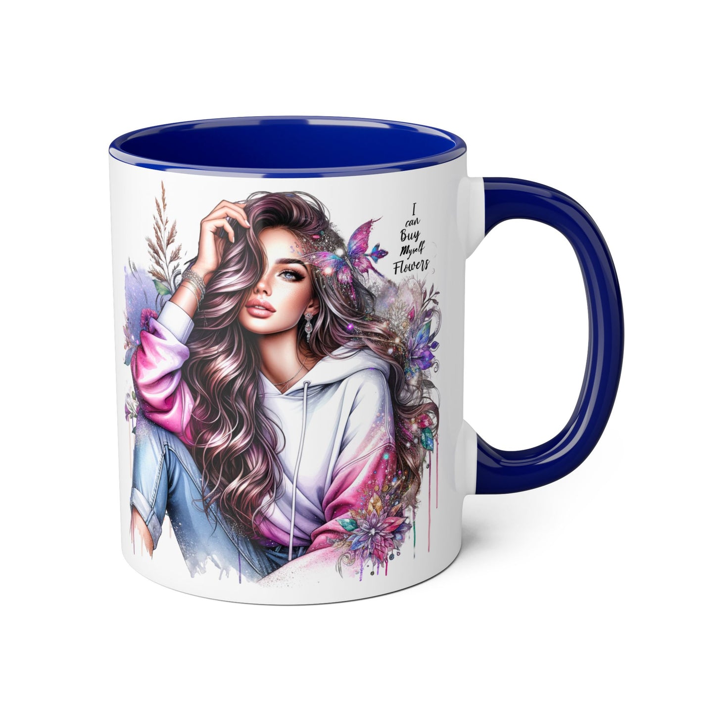I Can Buy Myself Flowers Artistic Floral Accent Mug | I Keep My Hopes + Dreams, Coffee Cup for Gifts, Home Decor, Birthdays, Self-Care, Tea Lovers