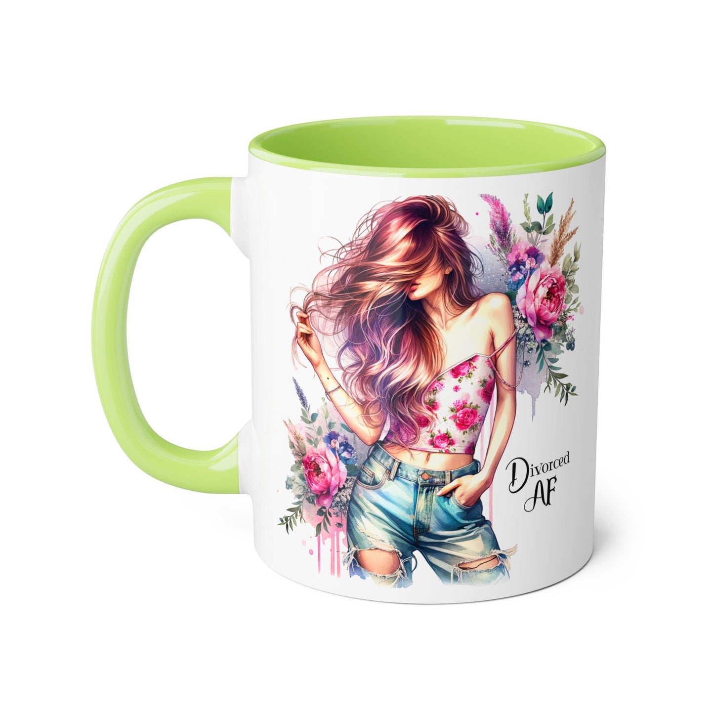 Diamond AF Floral Accent Mug - Stylish Coffee Cup, Great Gift for Her, Birthday, Friendship, Self-Care