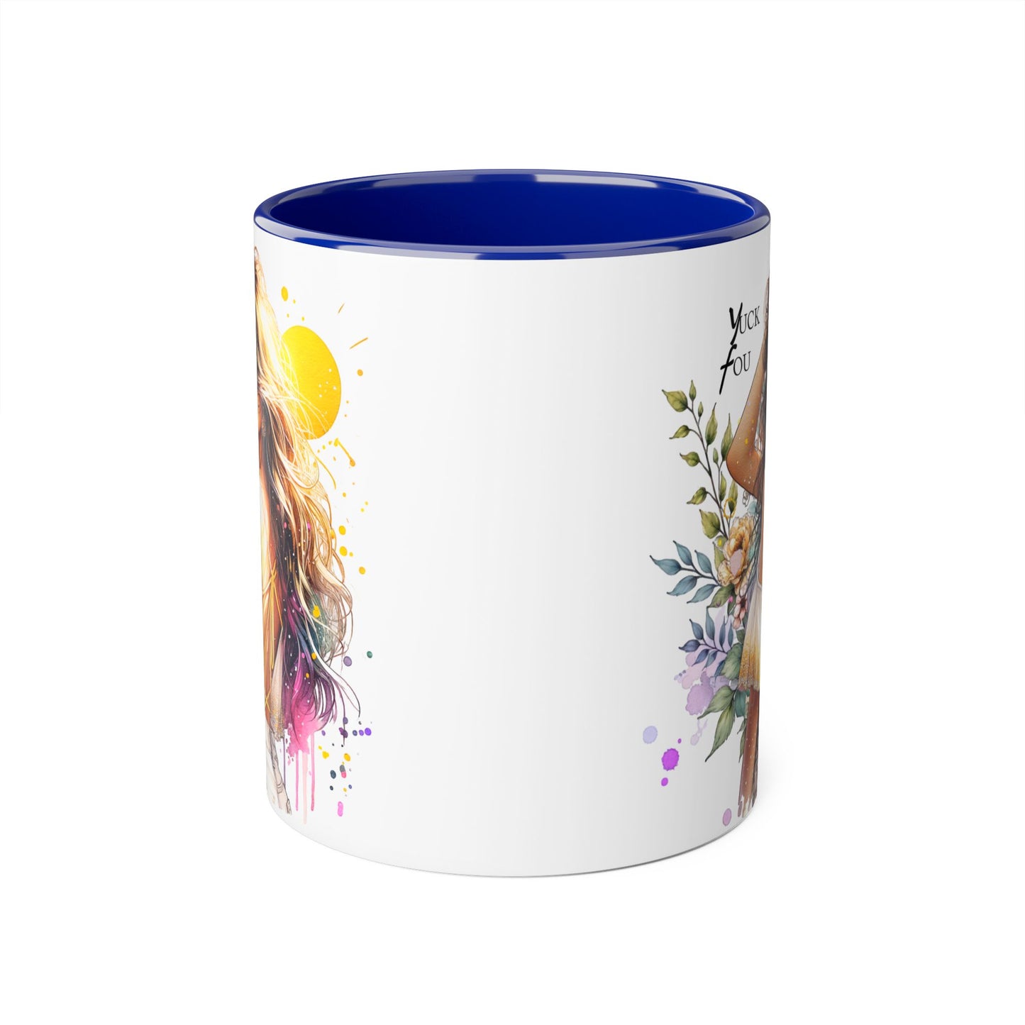 Yuck Fou Stylish Art Mugs for Her, Inspirational Coffee Cup, Gift for Friends, Floral Design Mug, Unique Home Decor