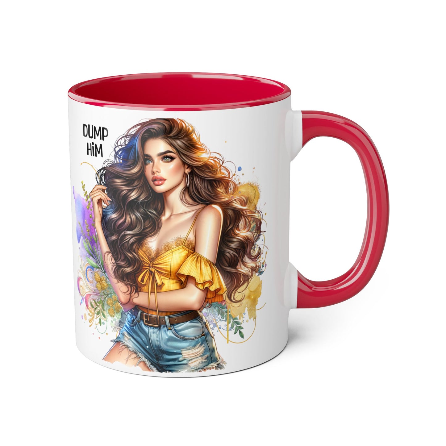 Sassy Accent Mug, Perfect Gift for Coffee Lovers, Celebrate Friendship, Dump Him Design, Stylish 11oz Coffee Cup, Unique Feminine Drinkware