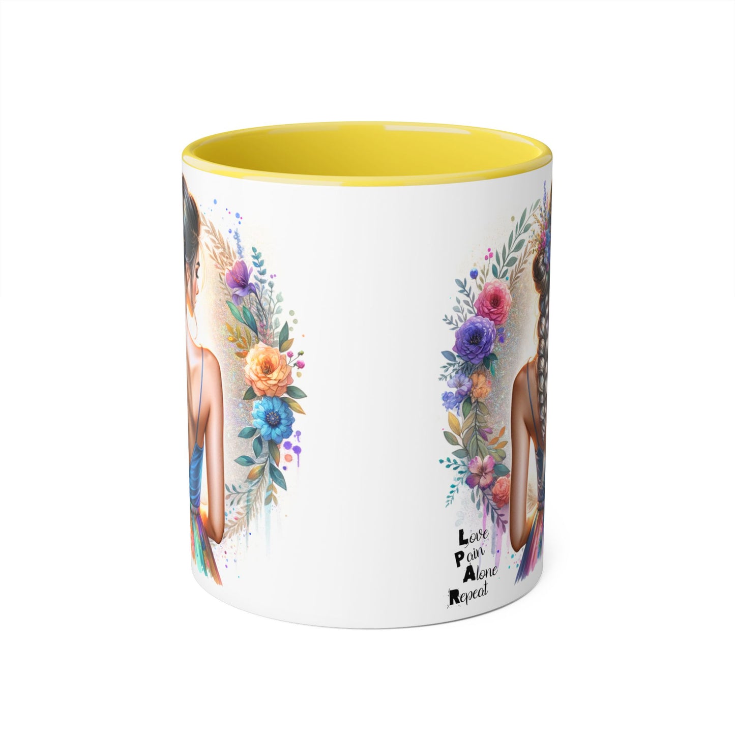 Artistic Accent Mug, Floral Coffee Cup, Unique Gifts for Her, Inspirational Drinkware, Love Yourself Mugs, Boho Style
