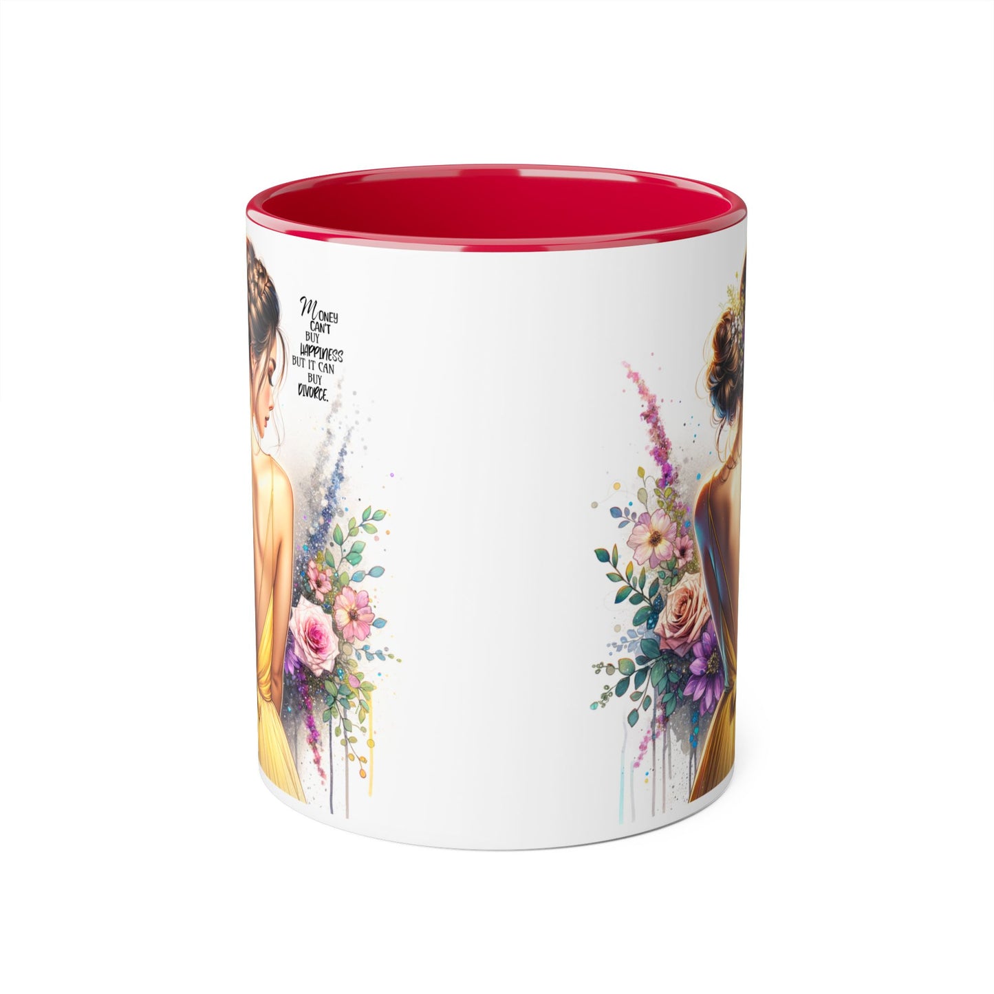 Money Can't Buy Happiness But It Can Buy Divorce Humoristic Elegant Floral Accent Mug, Gift for Her, Coffee Lover, Inspirational Coffee Cup, Birthday Gift Idea, Unique Home Decor