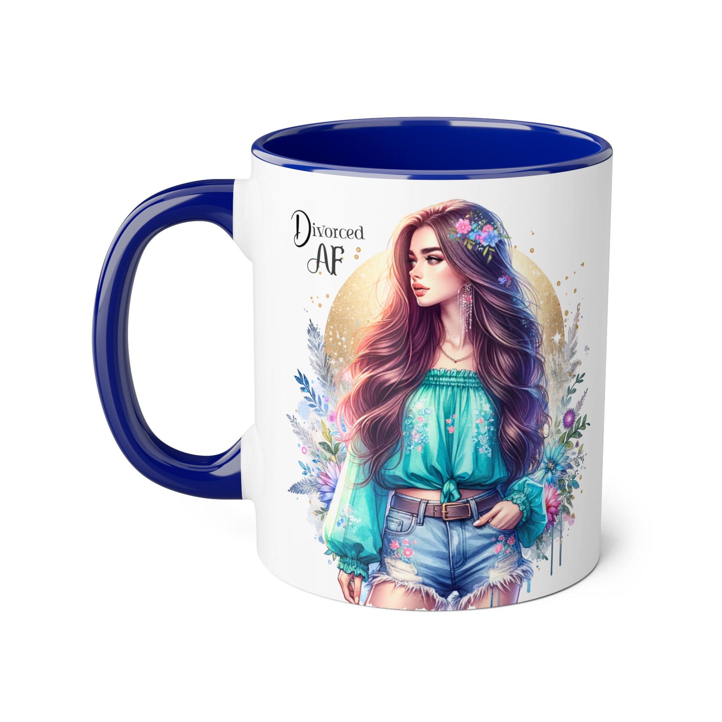 Divorced AF Accent Mug | Inspirational Coffee Cup, Gift for Divorcee, Self-Care, Empowering Drinkware
