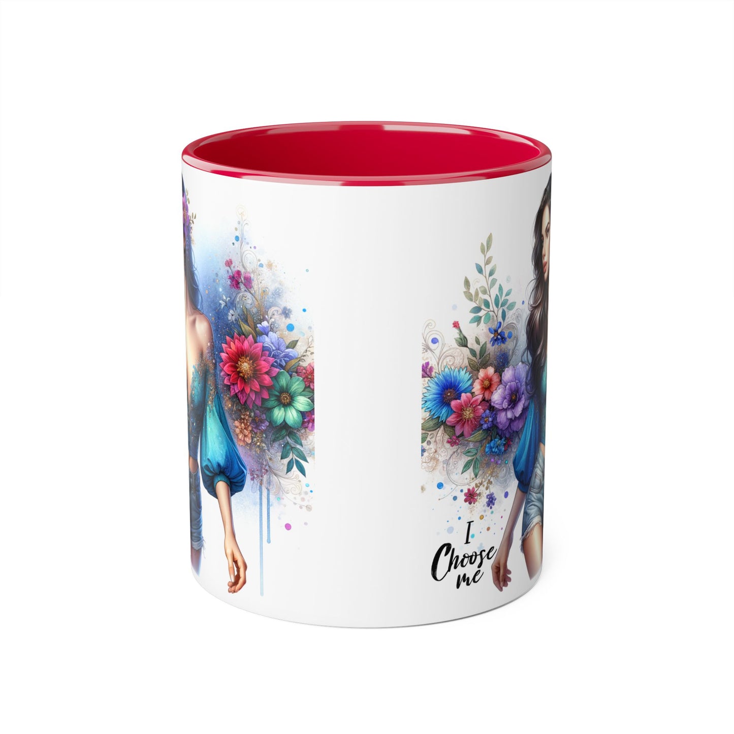 I Choose Me Boho Floral Accent Mug, Choose Me Coffee Cup, Unique Gift for Her, Art Mug, Colorful Drinkware