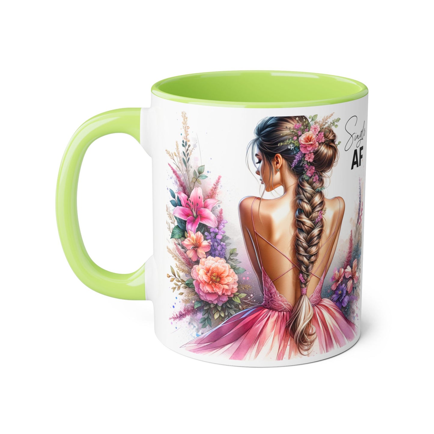 Single AF Floral Accent Mug - Perfect Gift for Single Friends, Celebration, Coffee Lovers, Birthday, Chic Decor