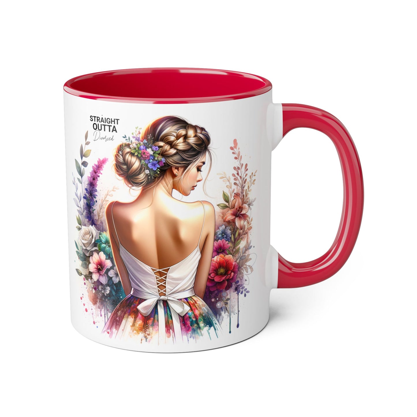 Straight Outta Divorced Humoristic Boho Floral Accent Mug, Inspirational Gift, Coffee Lover's Cup, Unique Art Mug, Straight Outta Beautiful, Personalized Drinkware