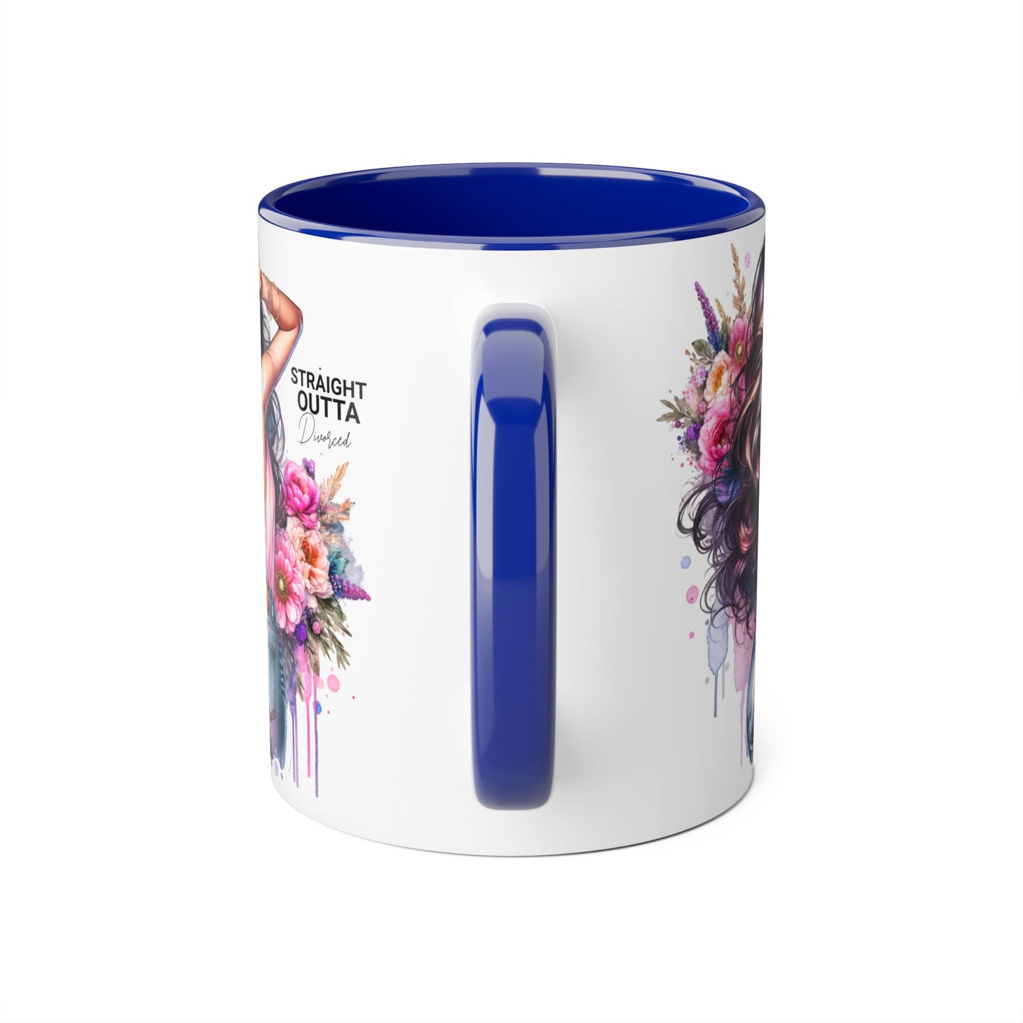 Straight Outta Divorced Humoristic Floral Art Accent Mug - Perfect for Coffee Lovers, Gift for Her, Home Decor, Inspirational, Mother's Day