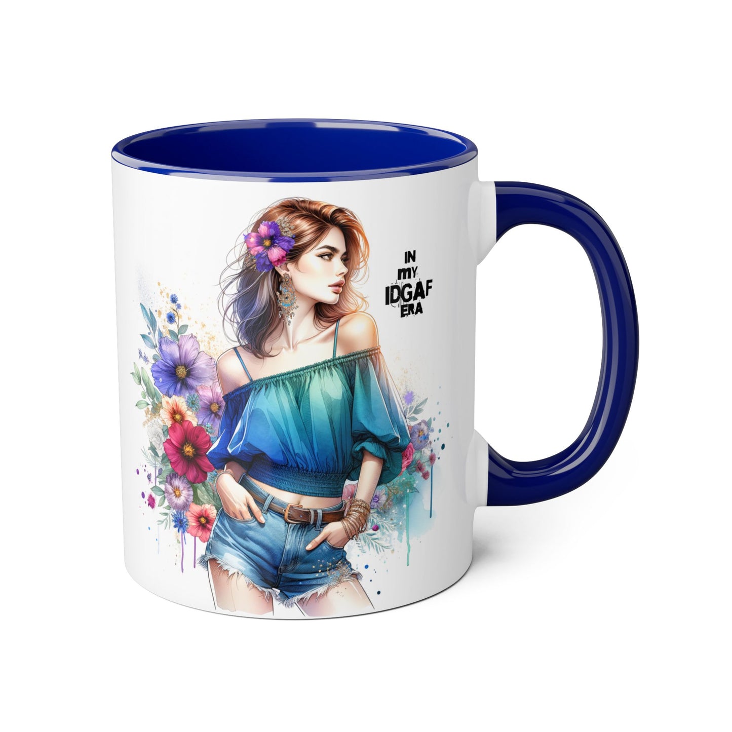 IDGAF Floral Accent Mug - Stylish Coffee Mug for Sassy Souls, Gift for Friends, Unique Home Decor, Perfect for Birthdays, Fun Collectible