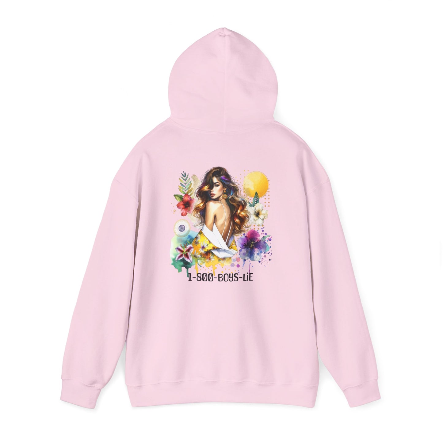 1-800-Boys-Lie Tropical Vibe Hoodie - Unisex Heavy Blend Sweatshirt for Beach Lovers, Summer Style, Gift for Her, Casual Wear, Boho Chic Fashion