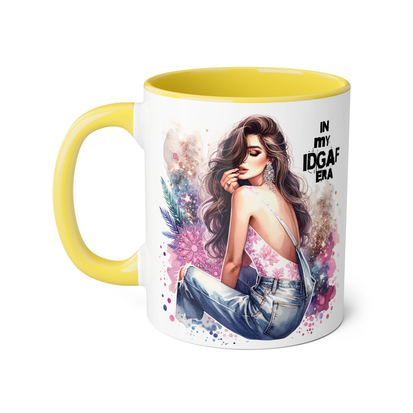Stylish IDGAF Era Accent Mug, Empowering Gift for Her, Cute Coffee Cup, Trendy Drinkware, Funny Quote Mug, Perfect for Gifting