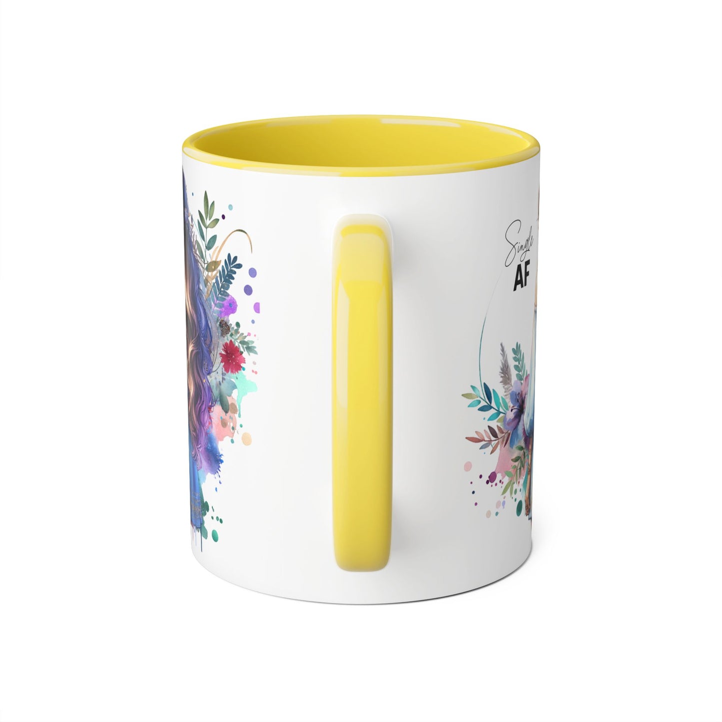 Single AF Boho Art Accent Mug, Unique Coffee Mug, Gift for Her, Floral Mug, Inspirational Mug, Perfect for Birthdays, Encouragement