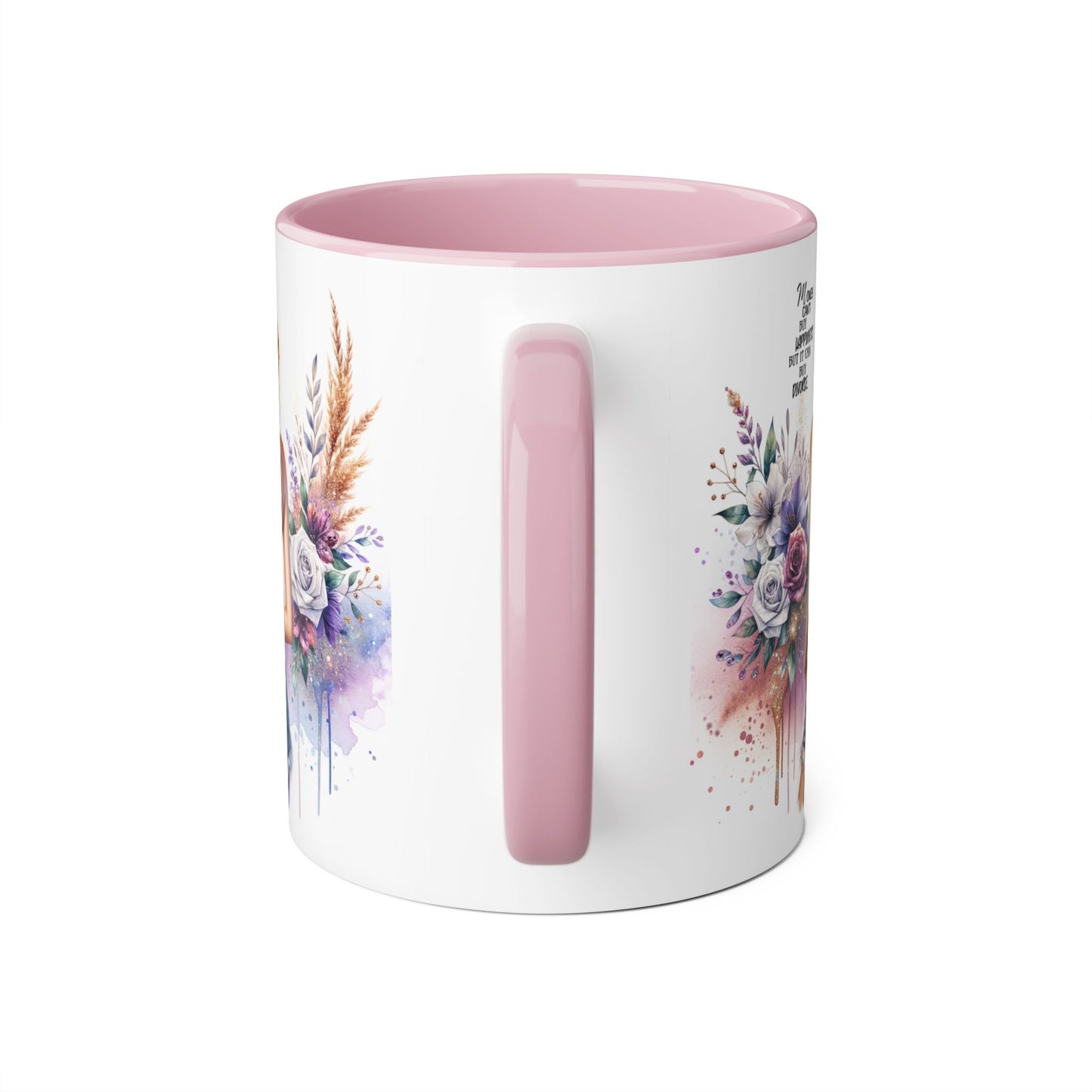 Money Can't Buy Happiness But It Can Buy Divorce Humoristic Floral Art Accent Mug, Inspirational Gift for Her, Coffee Cup with Quotes, Unique Ceramic Drinkware, Mother's Day Present