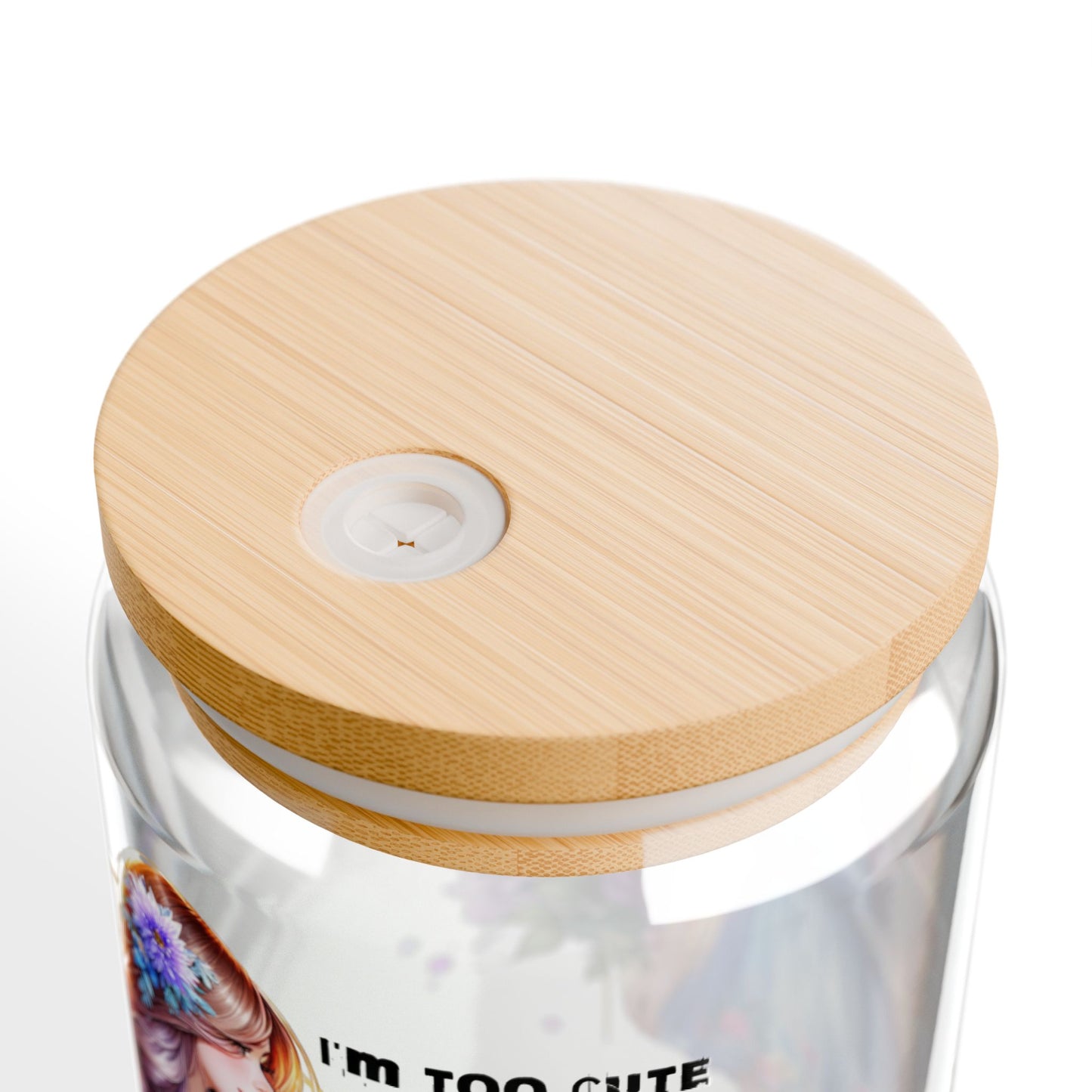 I'm Too Cute For My Ex Floral Sipper Glass, 16oz - Personalized Drinkware for Women, Summer Picnic, Handcrafted Gift, Eco-Friendly, Cute Beverage Container