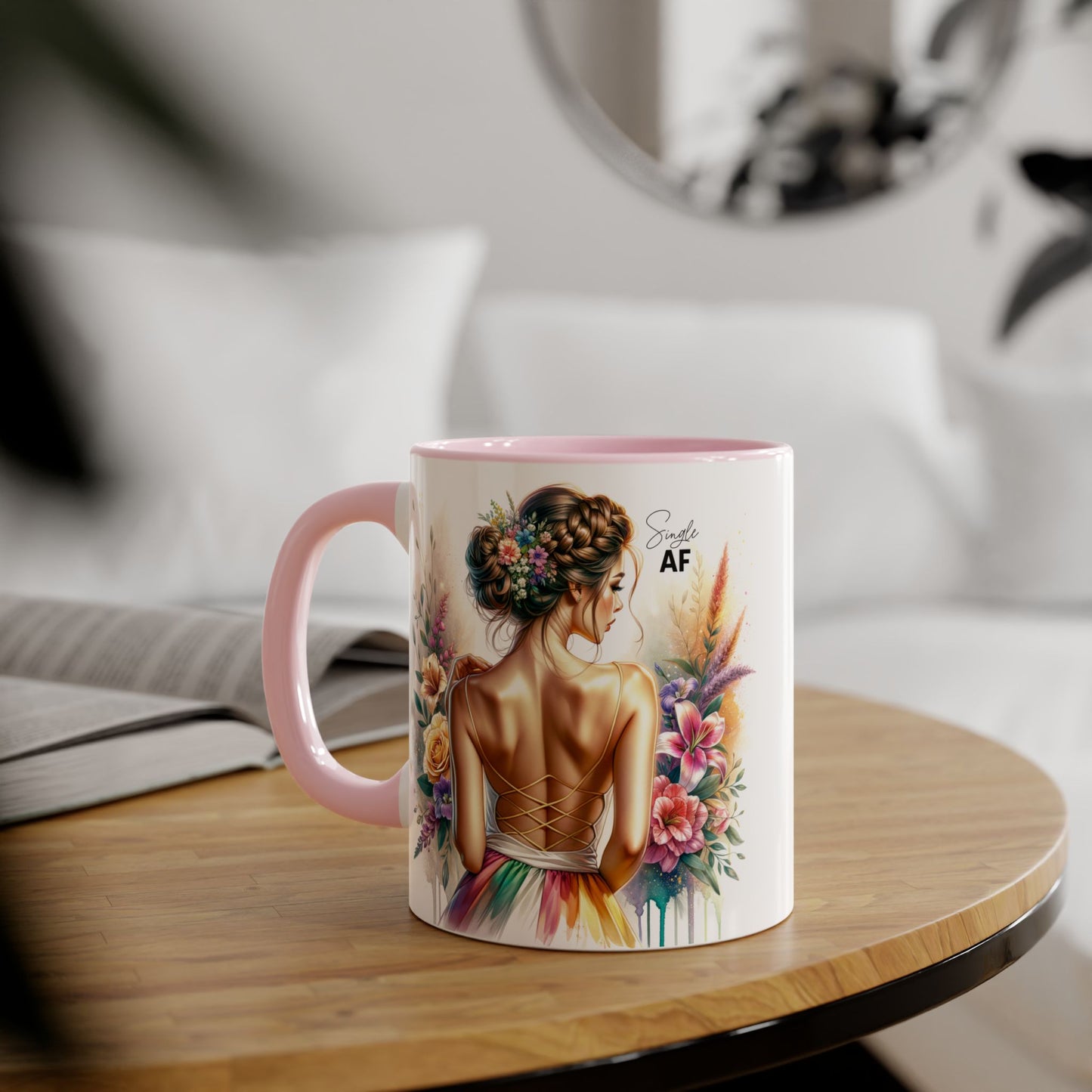 Colorful Floral Accent Mug with Inspirational Quote
