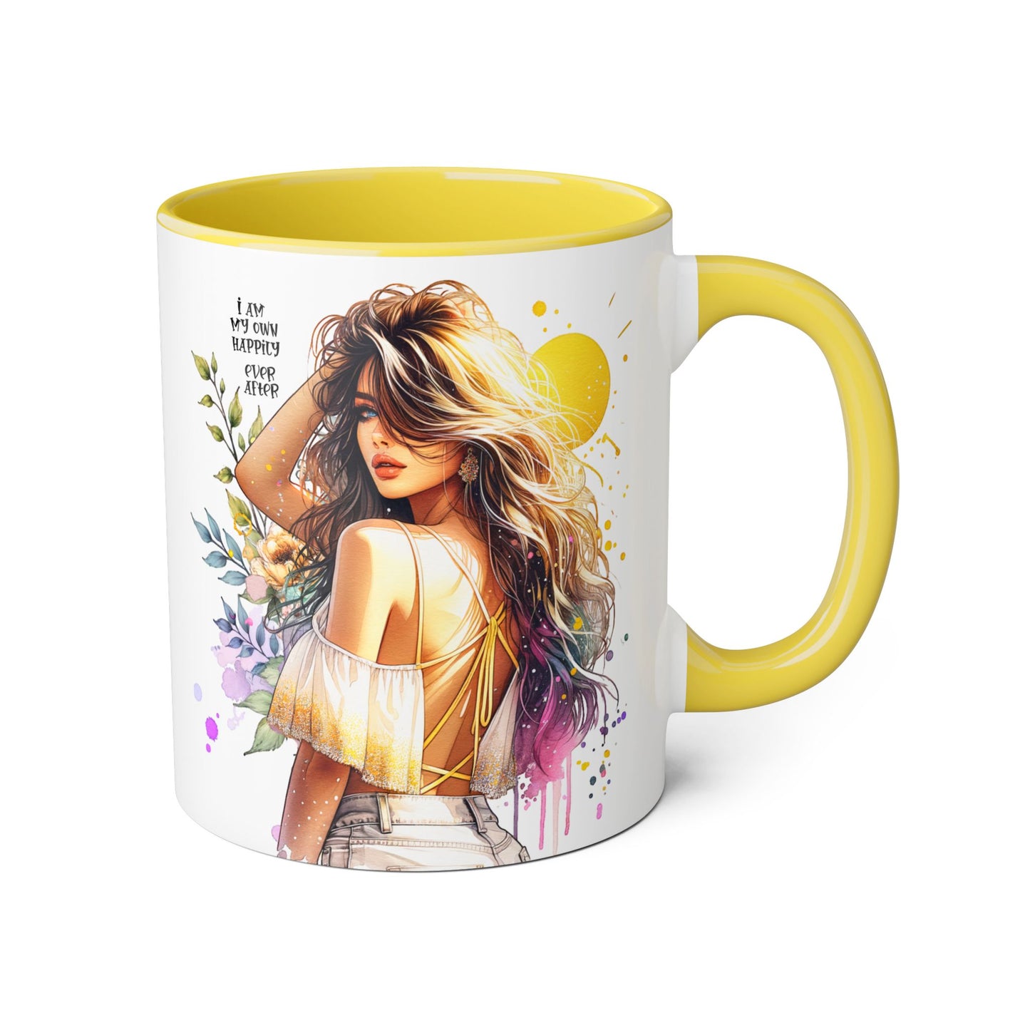 Inspirational Floral Accent Mug - "I Am My Own Happily Ever After " - 11oz