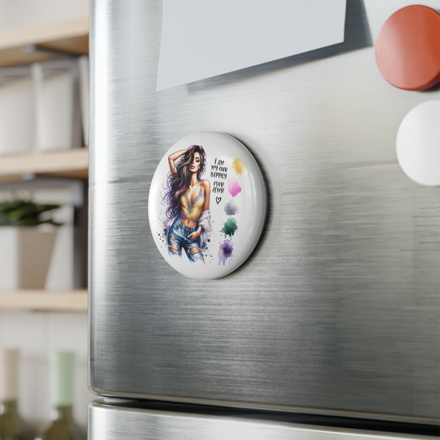 Inspirational Round Button Magnet - "I Am My Own Happily Ever After " - 1 & 10 pcs - Perfect Gift for Self-Love