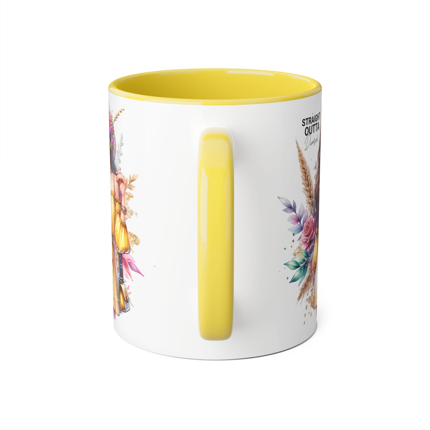 Straight Outta Divorced Humoristic Chic Floral Accent Mug, Stylish Coffee Cup, Trendy Teacup, Unique Gift for Friends, Perfect for Birthdays and Celebrations
