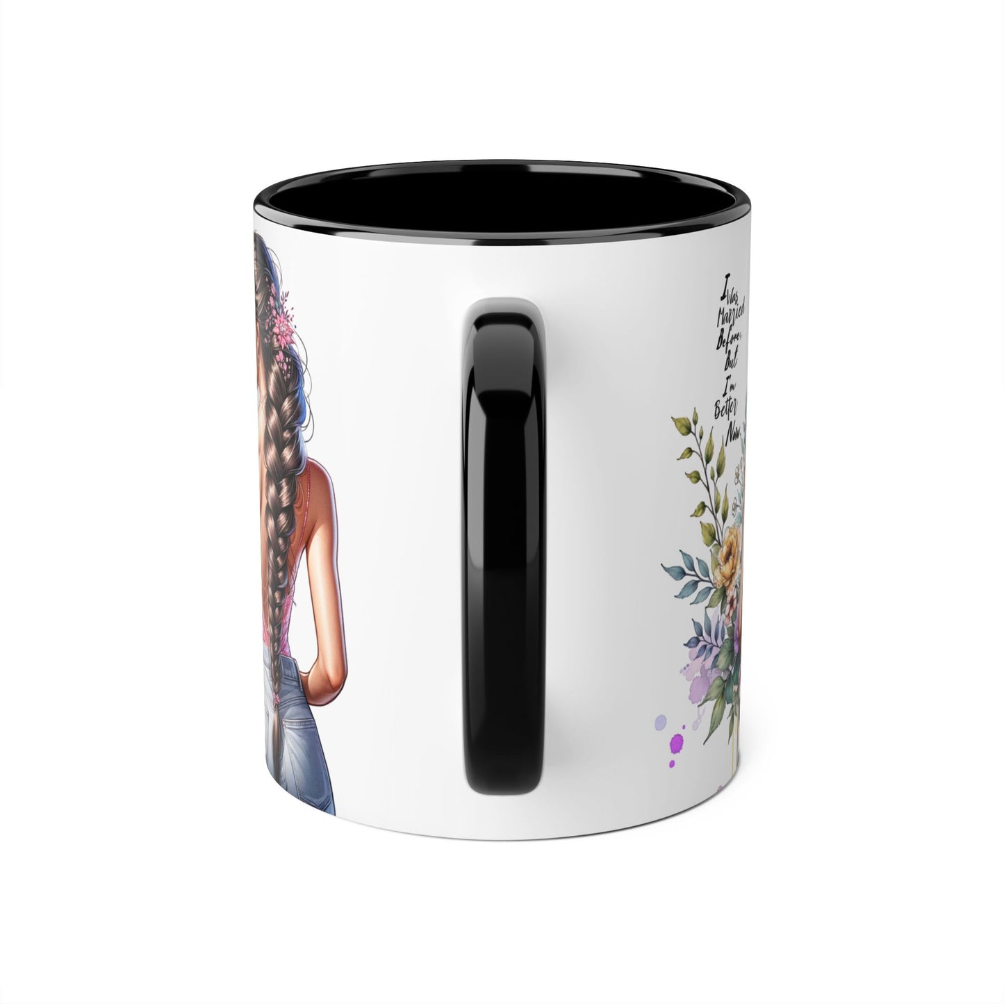 I Was Married Before But I'm Better Now Stylish Floral Accent Mug, Perfect Gift for Tea and Coffee Lovers, Unique Drinkware, Bridal Shower Gift, Inspirational Quote Mug