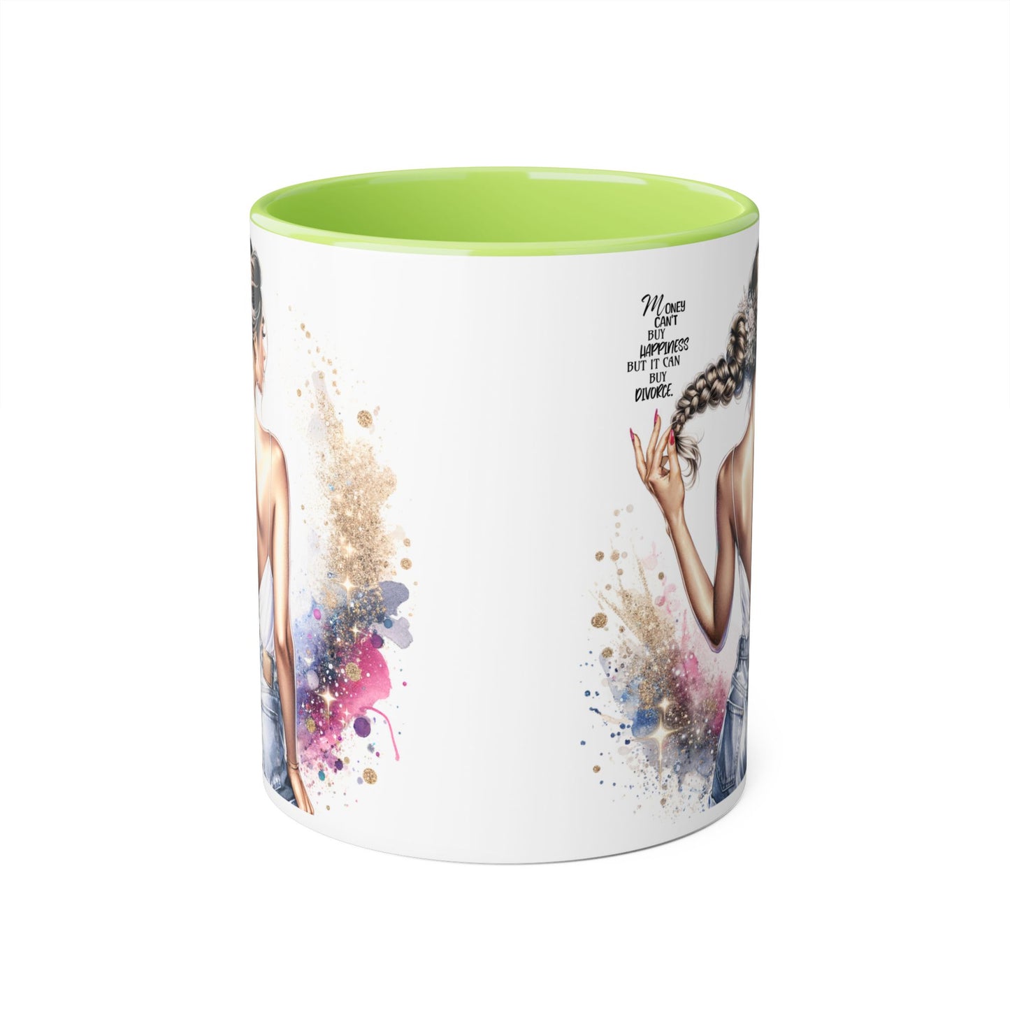 Money Can't Buy Happiness But It Can Buy Divorce Humoristic Inspirational Accent Mug, 11oz Coffee Cup, Unique Gifts, Motivational Drinkware, Home Office Decor