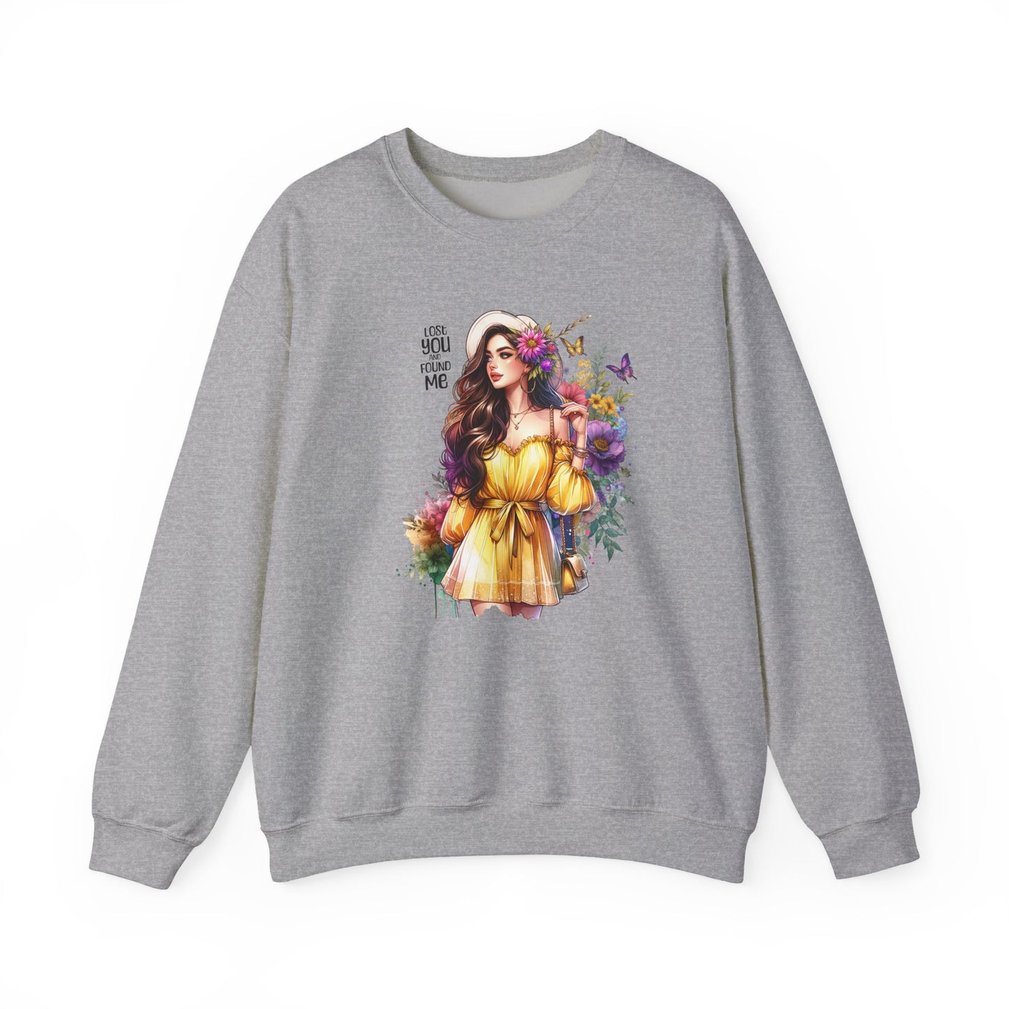 Lost You And Found Me Floral Art Crewneck Sweatshirt, Cozy Unisex Sweater, Gift for Her, Spring Fashion, Inspirational Apparel