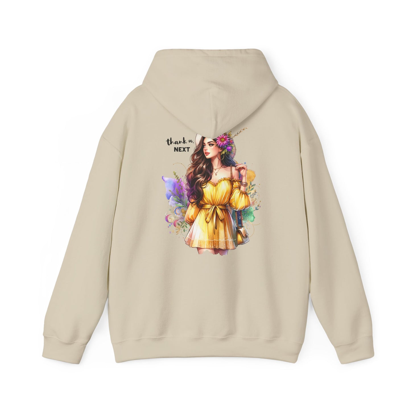 Thank U, Next Whimsical Fairy Art Hooded Sweatshirt, Cozy Apparel, Unique Gift, Casual Wear, Comfortable Layer