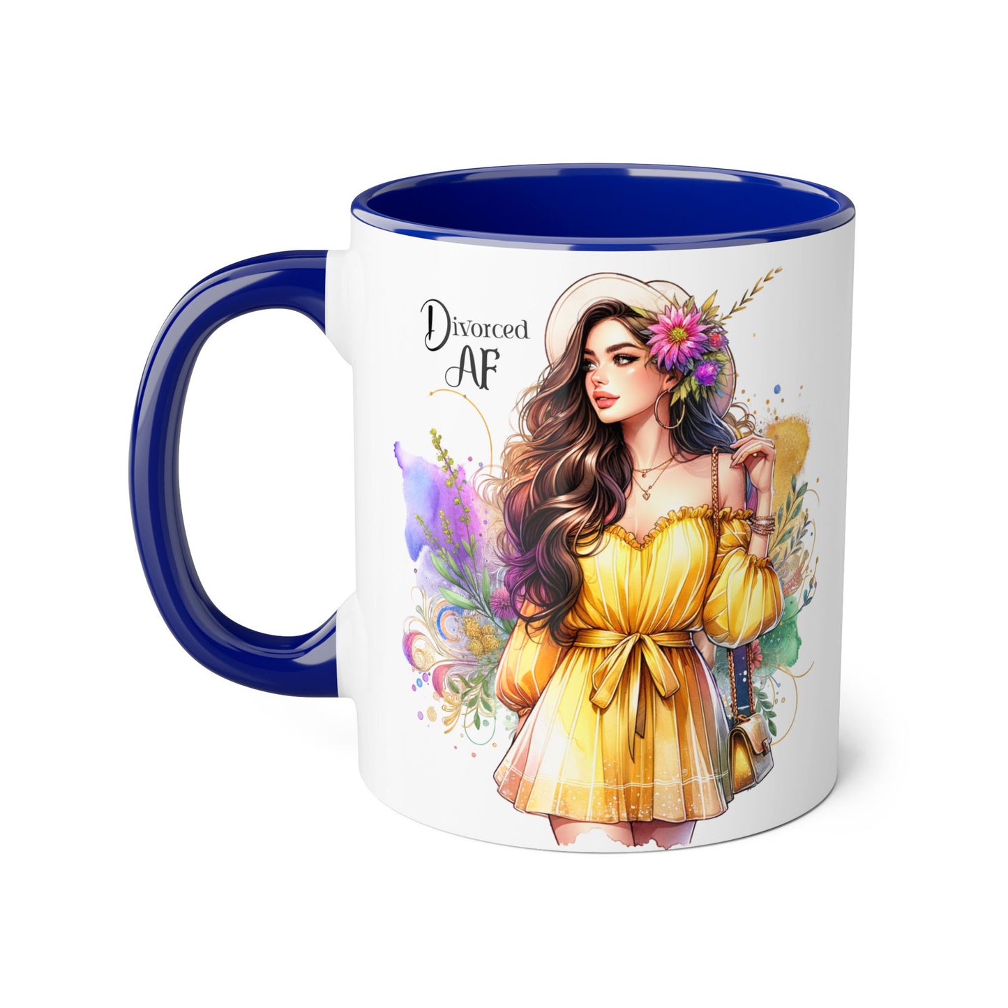 Divorced AF Accent Mug - Motivational Coffee Cup for Her, Gift for Newly Divorced Friends, Therapist Gift, Inspirational Drinkware