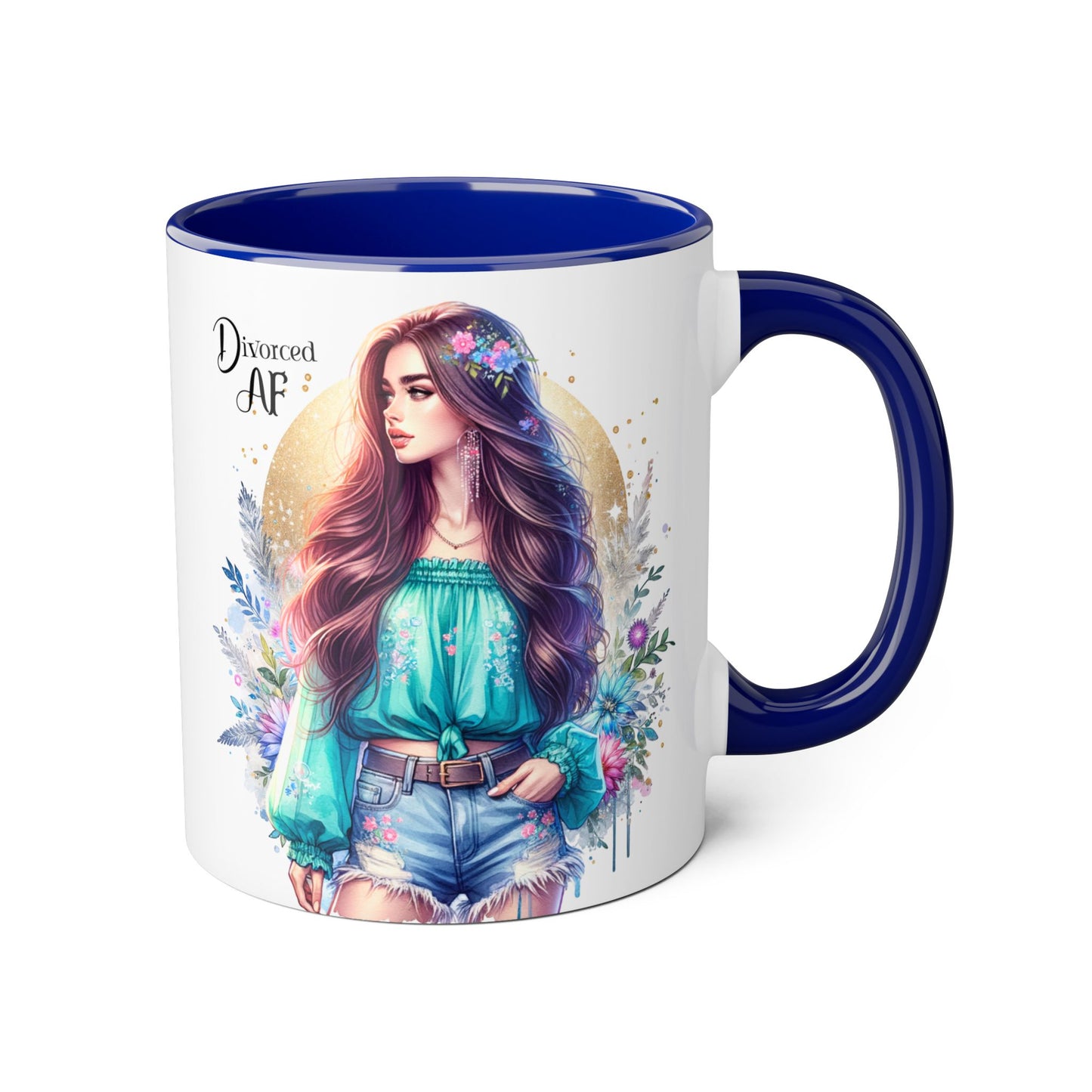 Divorced AF Accent Mug | Inspirational Coffee Cup, Gift for Divorcee, Self-Care, Empowering Drinkware