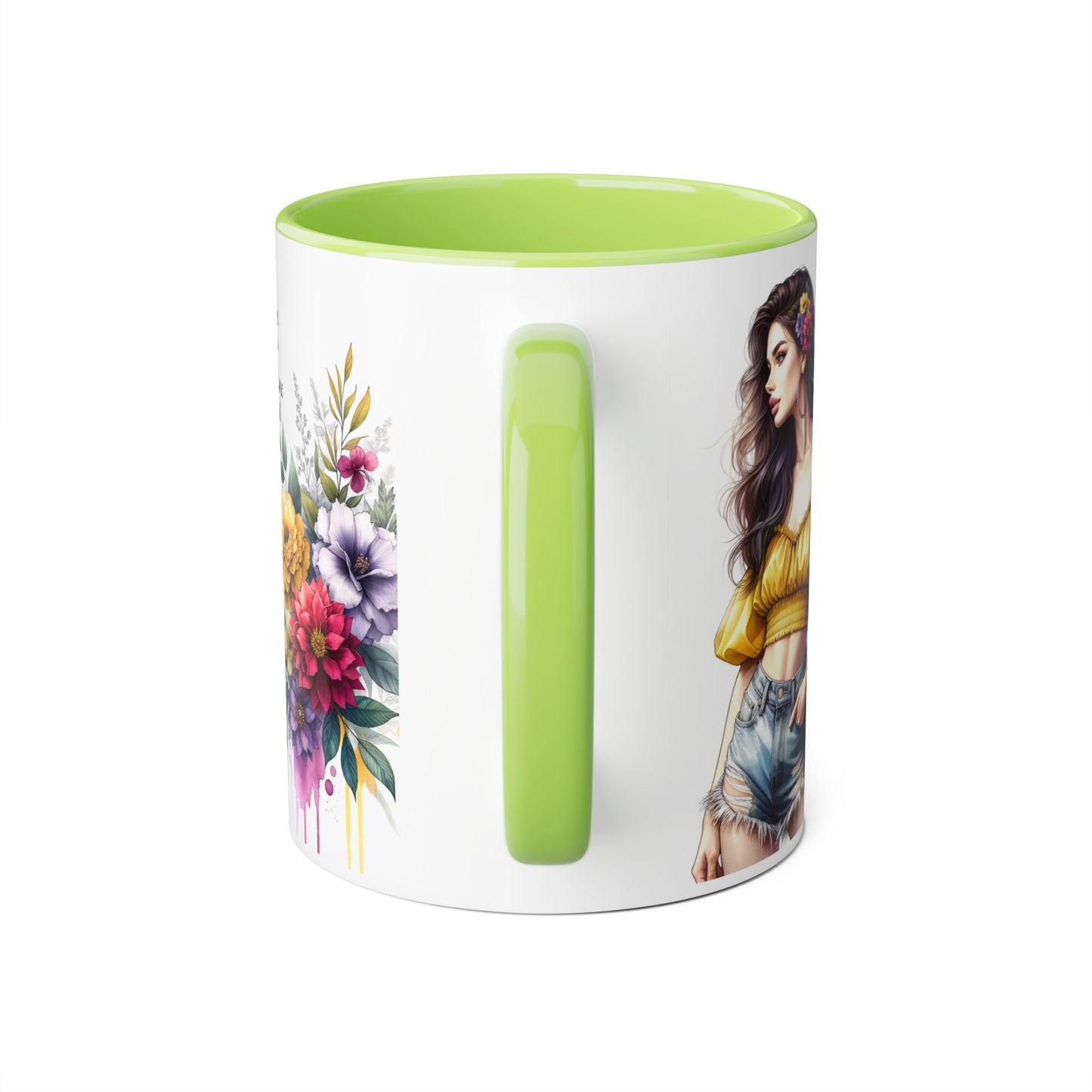 Boho Floral Accent Mug, Stunning Gift for Tea Lovers, Home Decor, Coffee Lover's Gift, Birthday Present, Art Print Mug