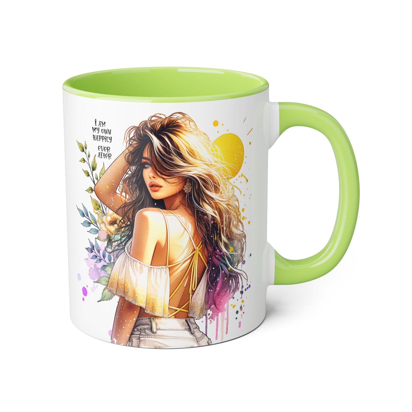 Inspirational Floral Accent Mug - "I Am My Own Happily Ever After " - 11oz