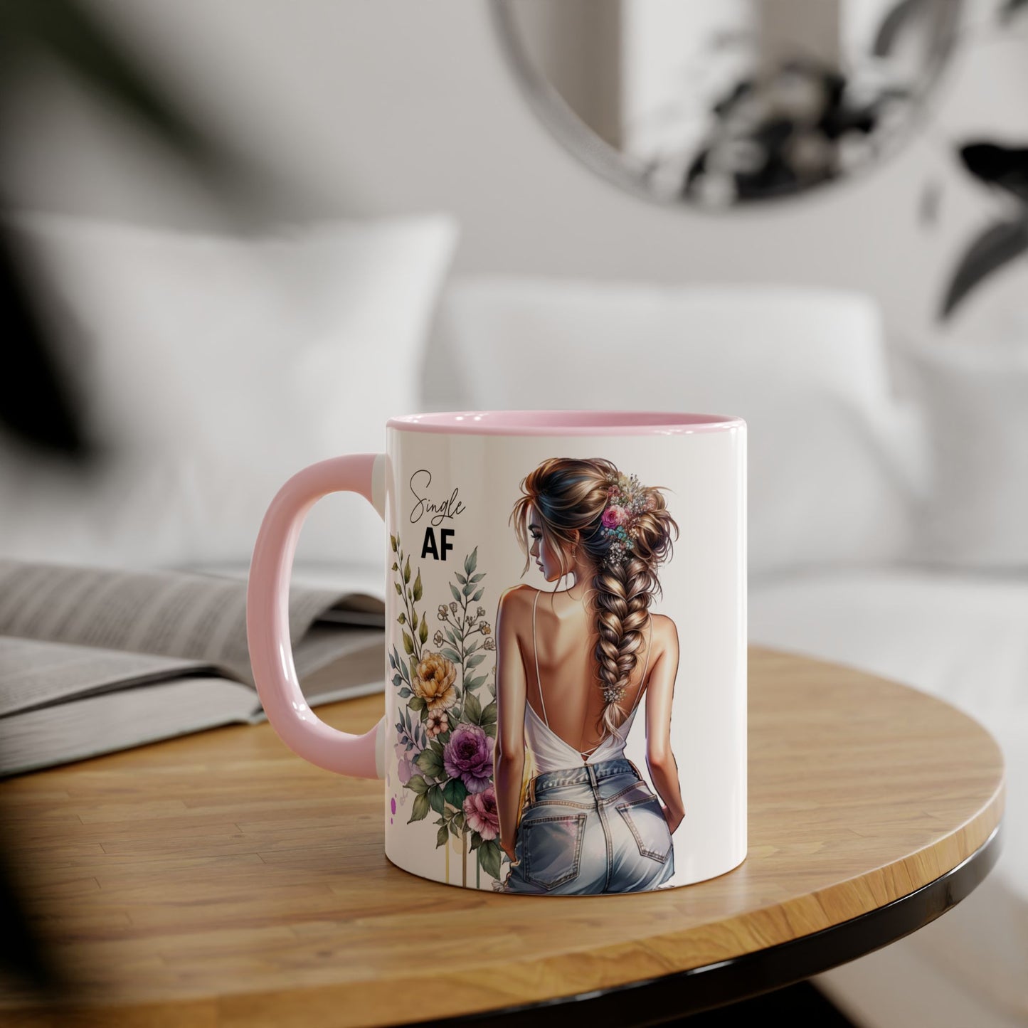Single AF Chic Floral Accent Mug for Single Ladies | Perfect Gift for Birthdays, Weddings, or Just Because