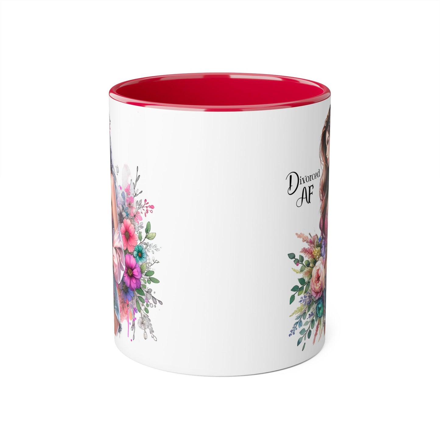 Divorced AF Accent Mug - Trendy Floral Coffee Cup, Perfect Gift for Empowered Women, Humor, Self-Care, Friendship