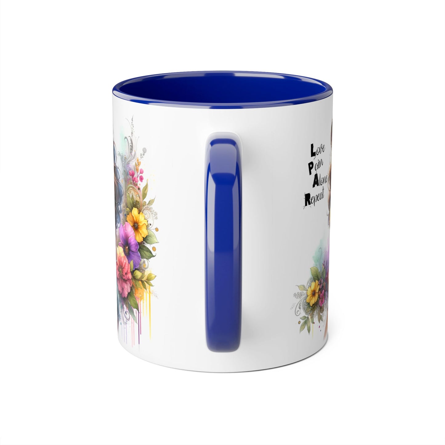 Colorful Floral Accent Mug with Inspirational Quote