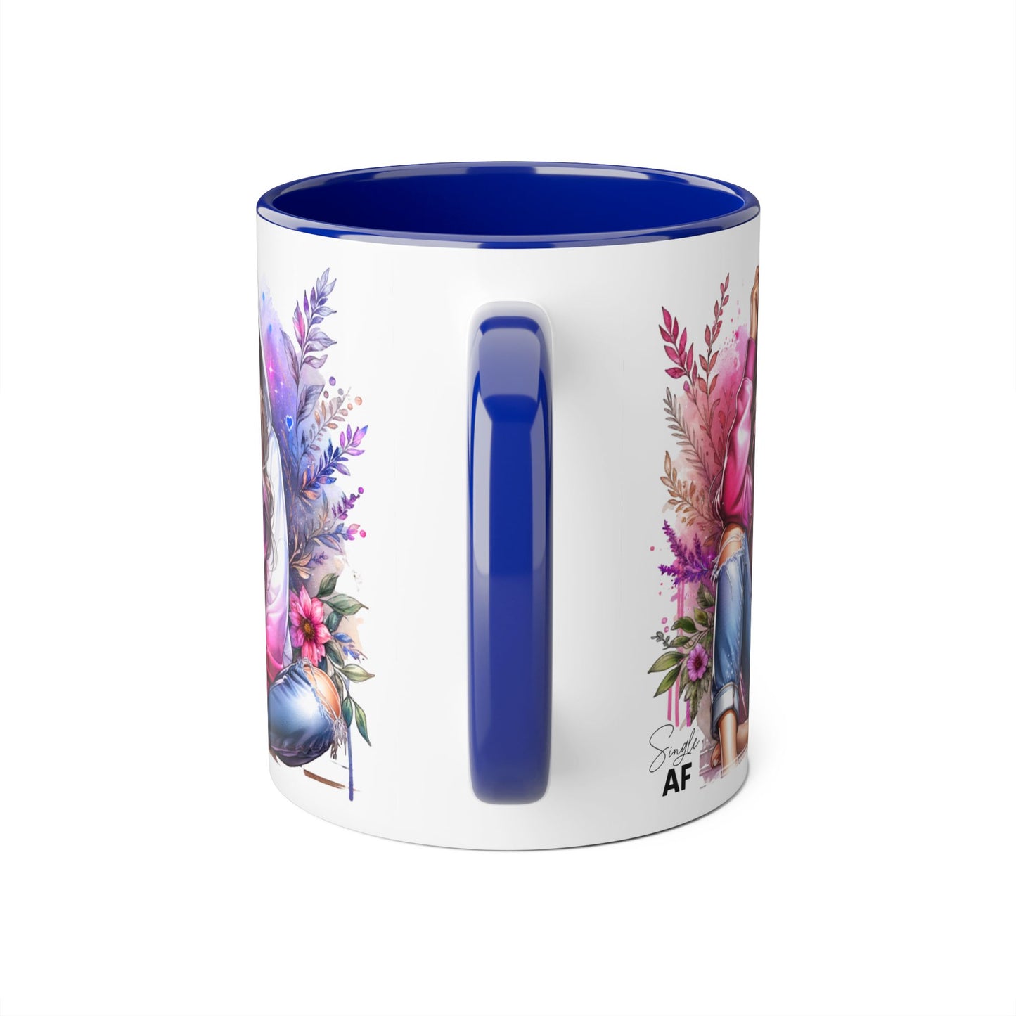 Single AF Stylish Accent Mugs for Coffee Lovers, Floral Art, Inspirational Gift, Appreciation Gift, Home Decor, Unique Mug Design