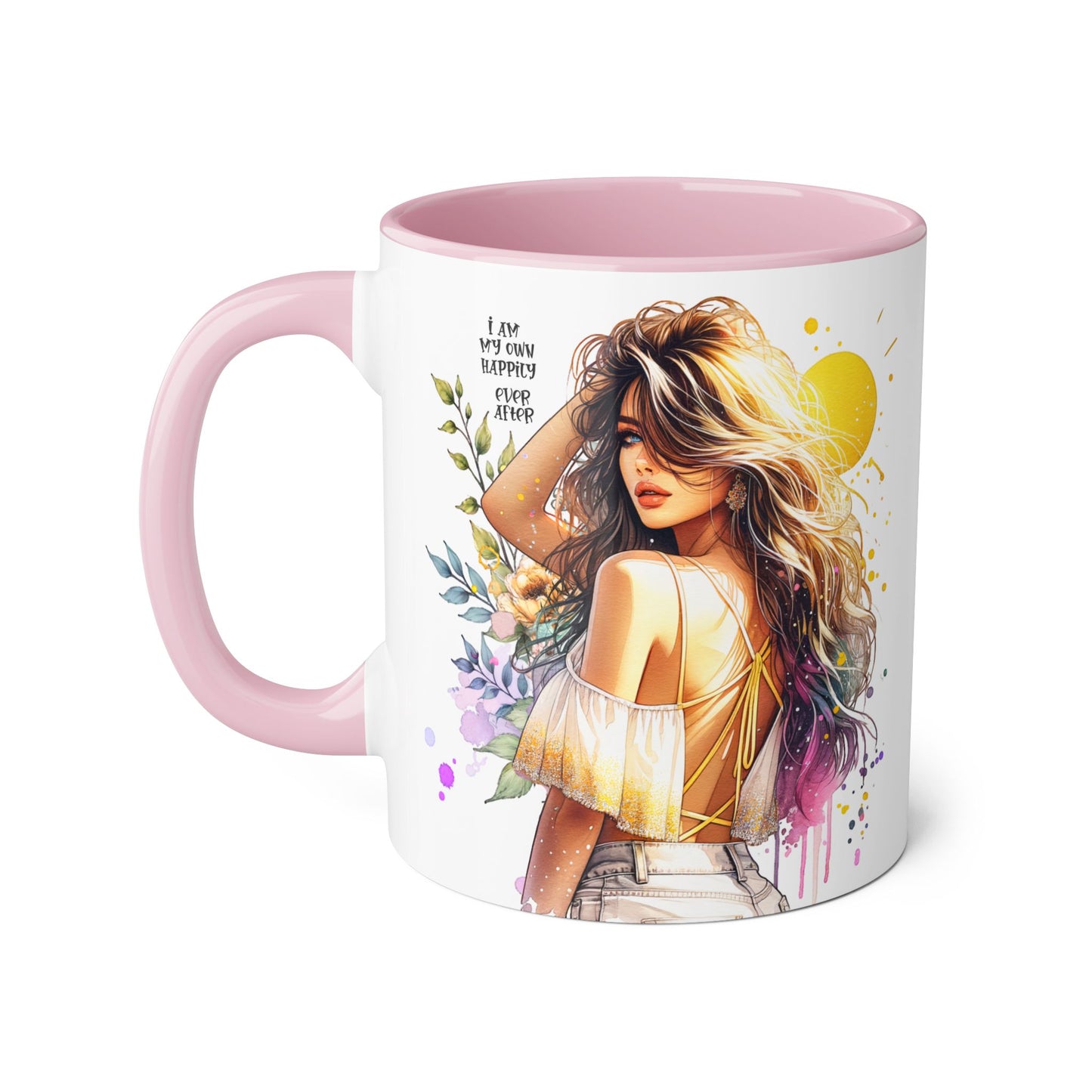 Inspirational Floral Accent Mug - "I Am My Own Happily Ever After " - 11oz