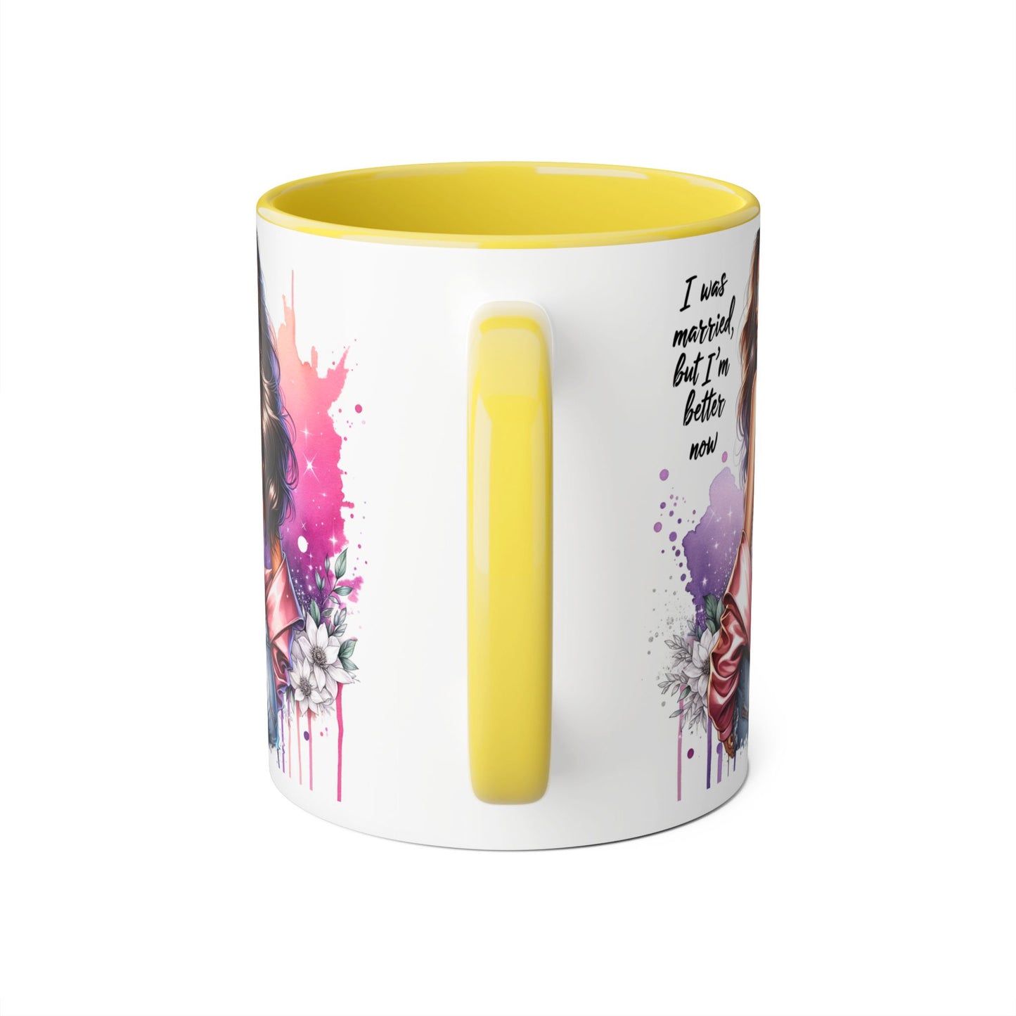 I Was Married Before But I'm Better Now Humoristic Empowered Woman Accent Mug - Inspirational Coffee Cup, Gift for Her, Motivational Mug, Self-Love Reminder, Unique Office Decor