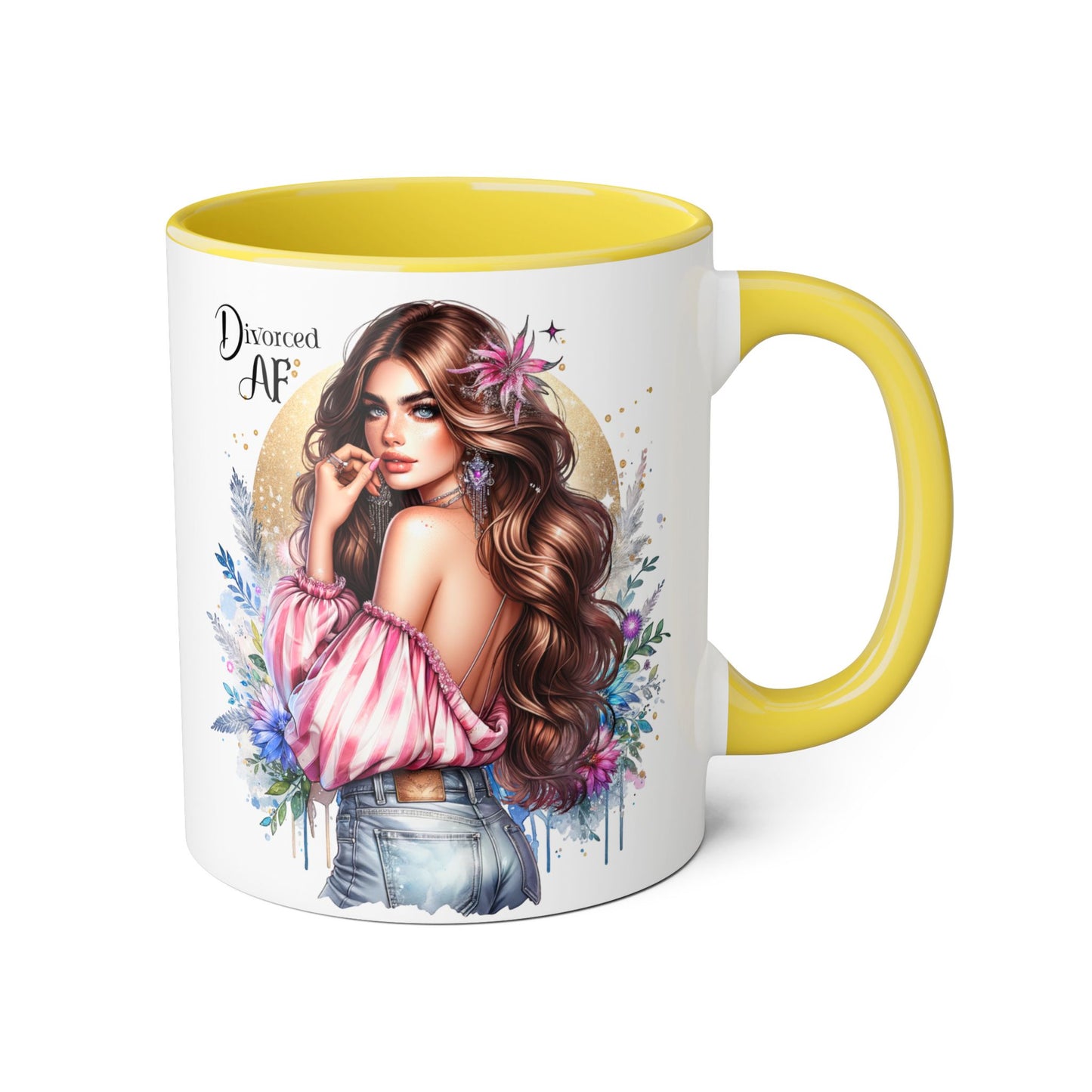 Empowered Diva Mug-Divorced AF, 11oz - Dreamy Floral Design, Perfect Gift for Divorced Friends, Birthday, Self-Care, Coffee Lovers