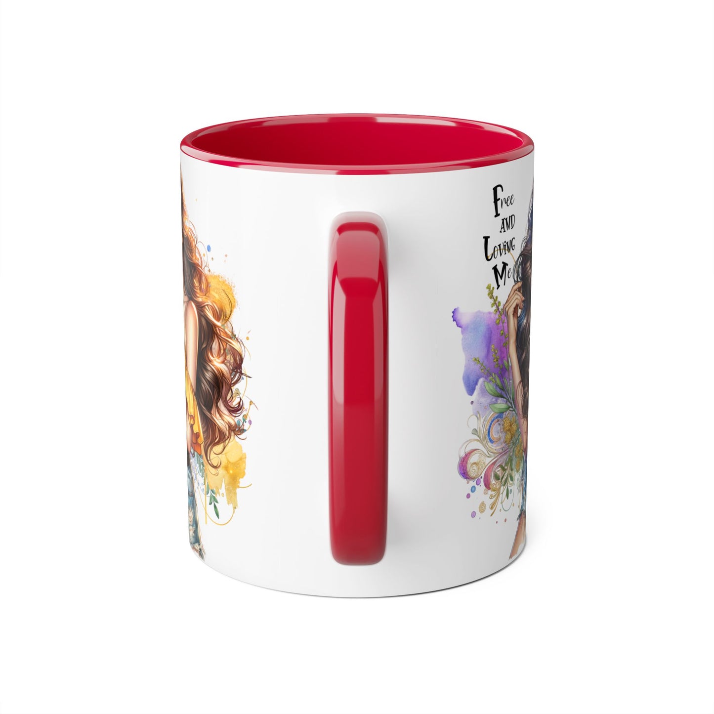 Free Spirit Accent Mug, Boho Coffee Cup, Inspirational Gift, Art Lover's Mug, Unique Home Decor, Stylish Drinkware